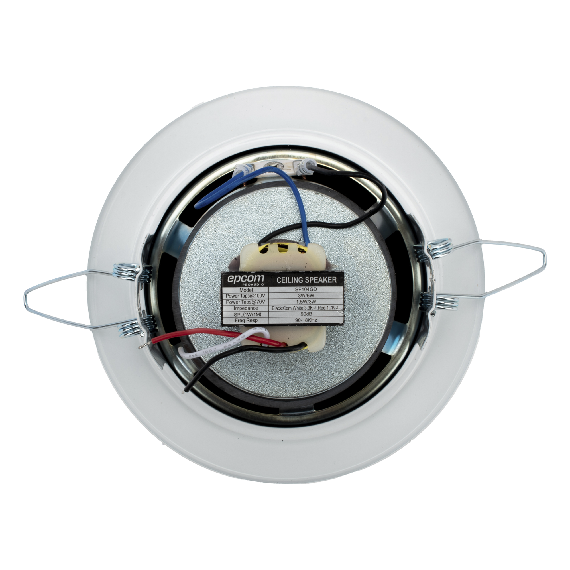 Altavoz de Techo / 4" / 3-6W @ 100V / 70V/100V / Frente Metálico / Resistente a Humedad