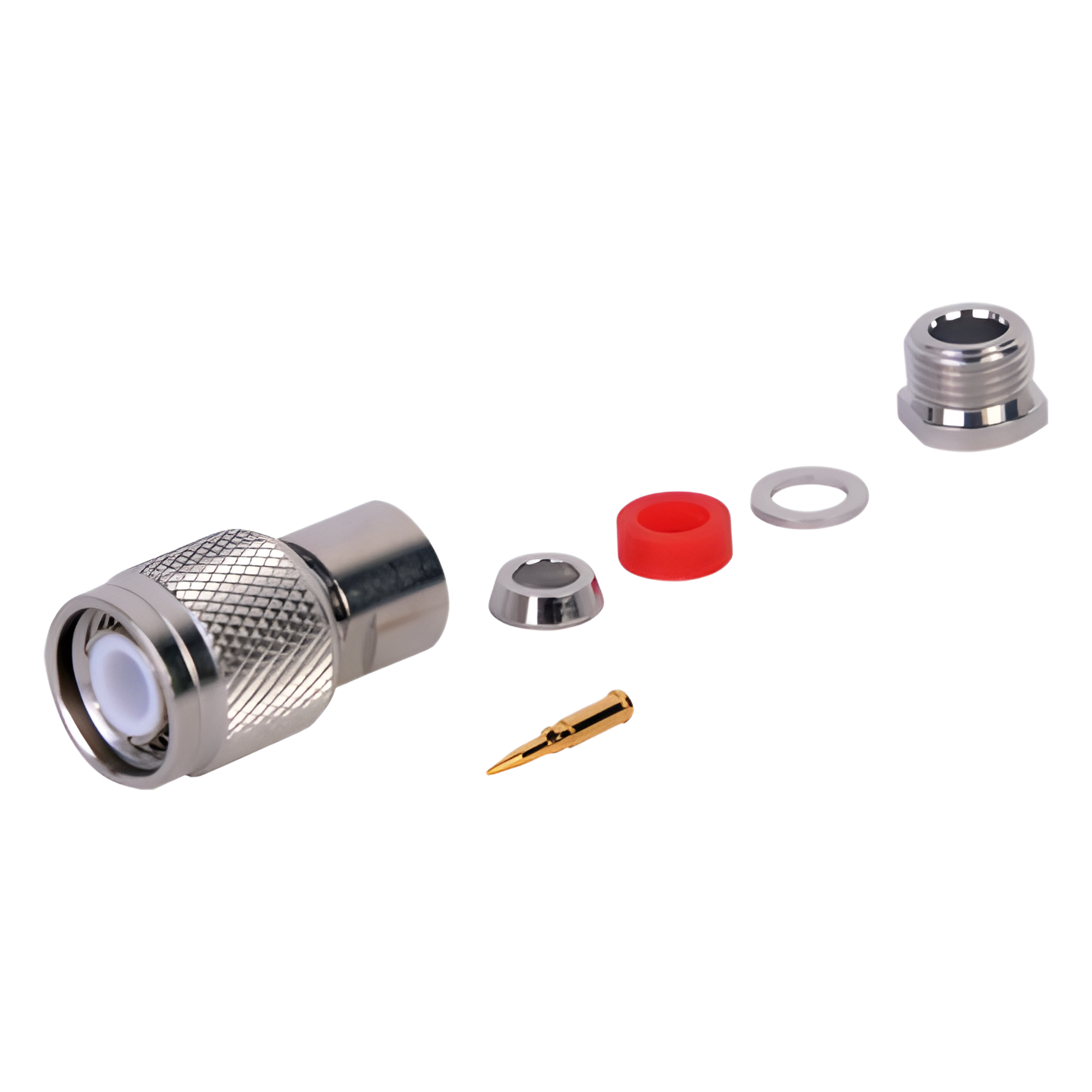 Conector TNC Macho / Rosca Izquierda / Bronce Niquelado / Teflón / RG-58/U, RG-142/U — RF INDUSTRIES,LTD · SKU RT-1200-C