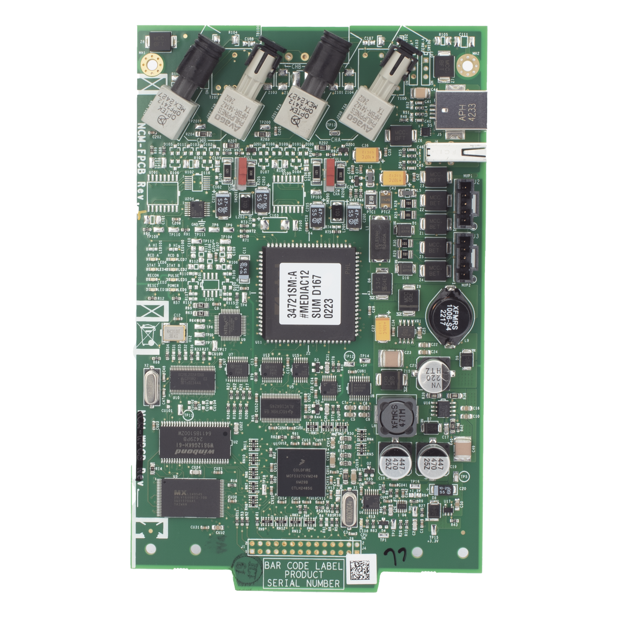 Módulo de Comunicación de Red / Fibra Óptica Multimodo / 62.5/125 µm o 50/125 µm / NFPA Estilo 4 y 7 / 312.5 Kbaudios / Aislamiento Óptico