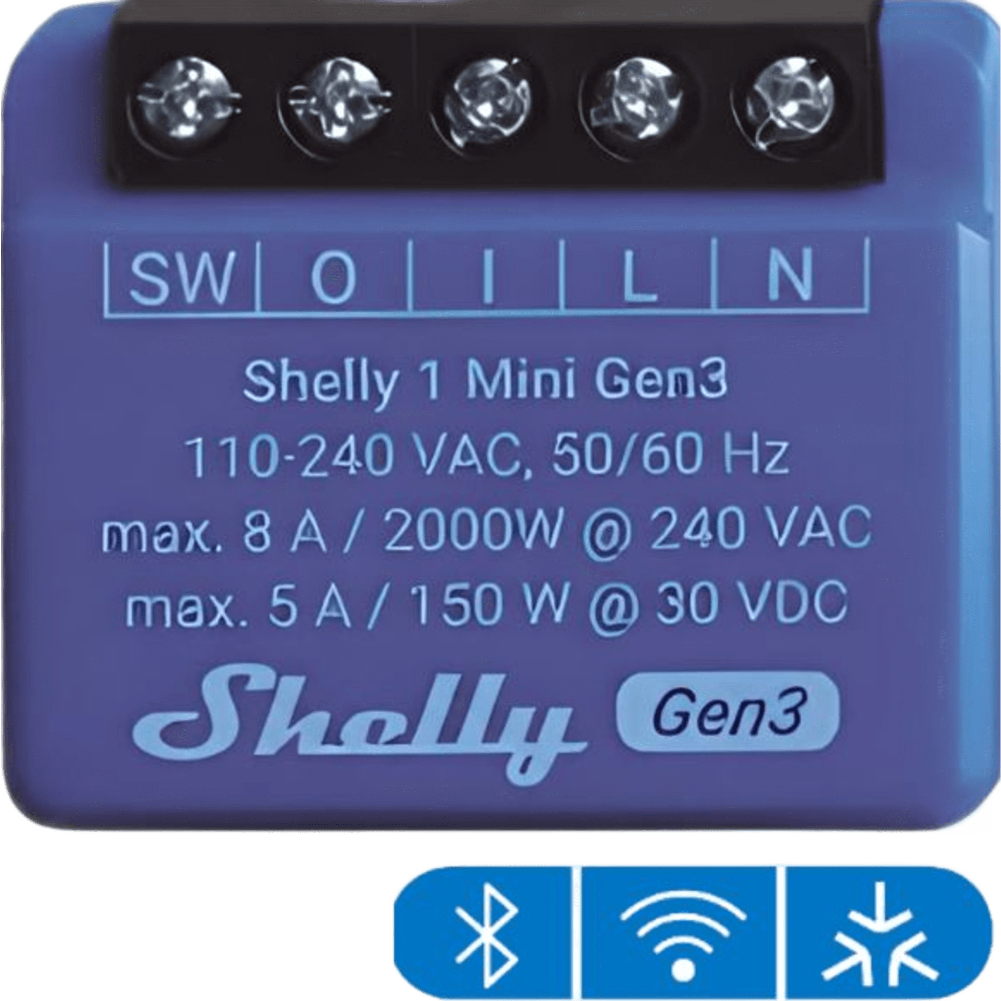 Relé Inteligente Wi-Fi / 1 Canal / Contacto Seco / 8 A / Ultra Compacto 29 x 35 x 16 mm / Compatible con Alexa y Google Assistant — SHELLY · SKU SHELLY1MINIGEN3