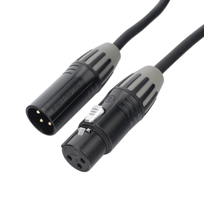 Cable XLR | 3 polos | Conector Hembra-Macho | Serie M | Carcasa Negra | Contactos Dorados | Ideal para Microfonía | Longitud 5m — COSMICONN · SKU CMC-MF3-MM3-L-5M