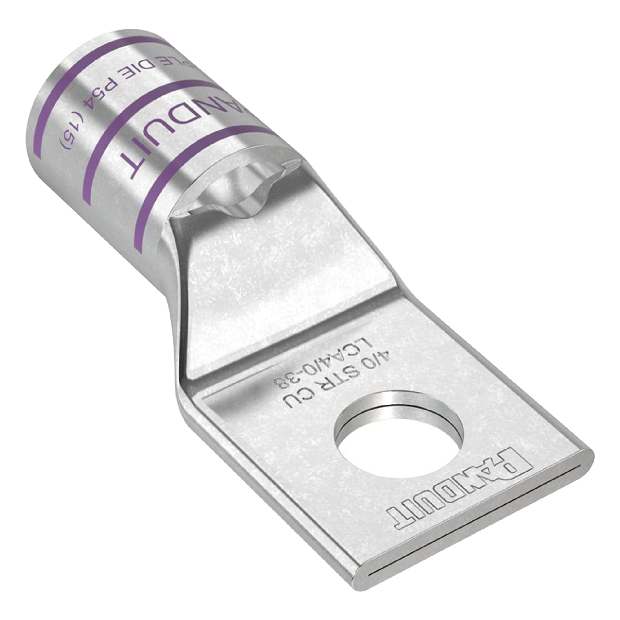 Zapata de Compresión de Cobre / Conductor 4/0 AWG / Orificio 3/8" (9.5 mm) / Diseño Estándar / 1 Pieza — PANDUIT · SKU LCA4/0-38-X