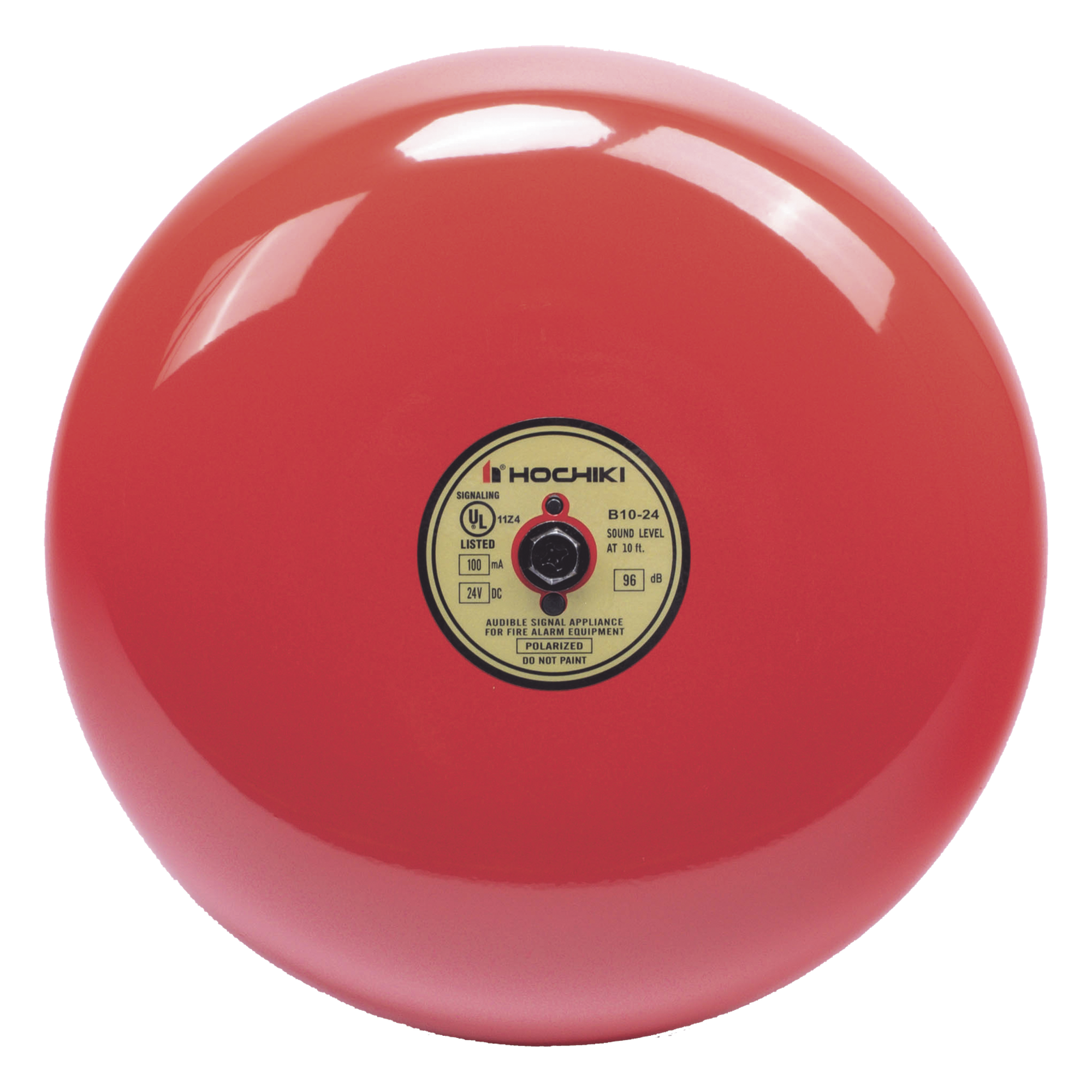 Campana de alarma de incendio / 10 pulgadas (25.4 cm) / 24 VCD / 96 dB / Listado UL / Uso exterior con caja HC-BB-1 — HOCHIKI · SKU B10-24