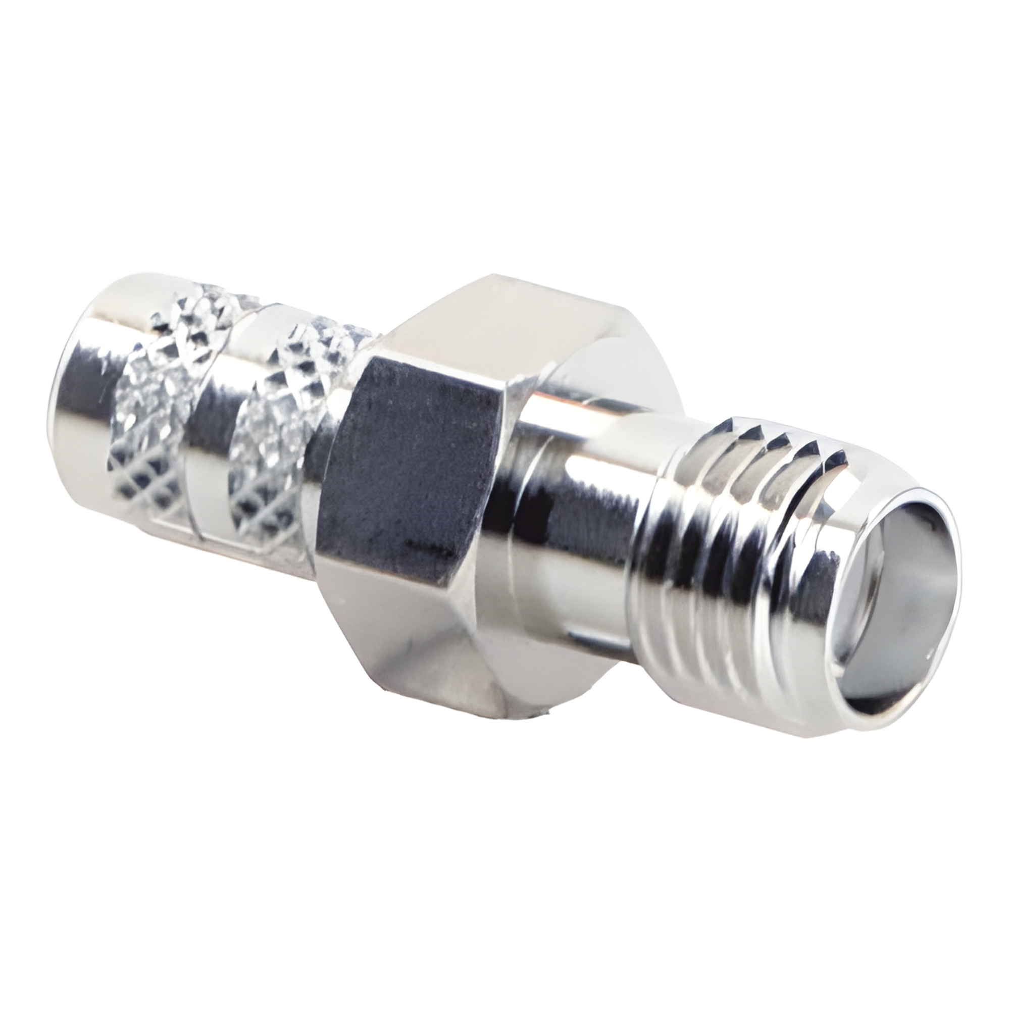 Conector Coaxial SMA Hembra / Anillo Plegable / Para Cables RG-8/X, LMR-240, Belden 9258 / Cuerpo Níquel / Contacto Oro / Aislante Teflón