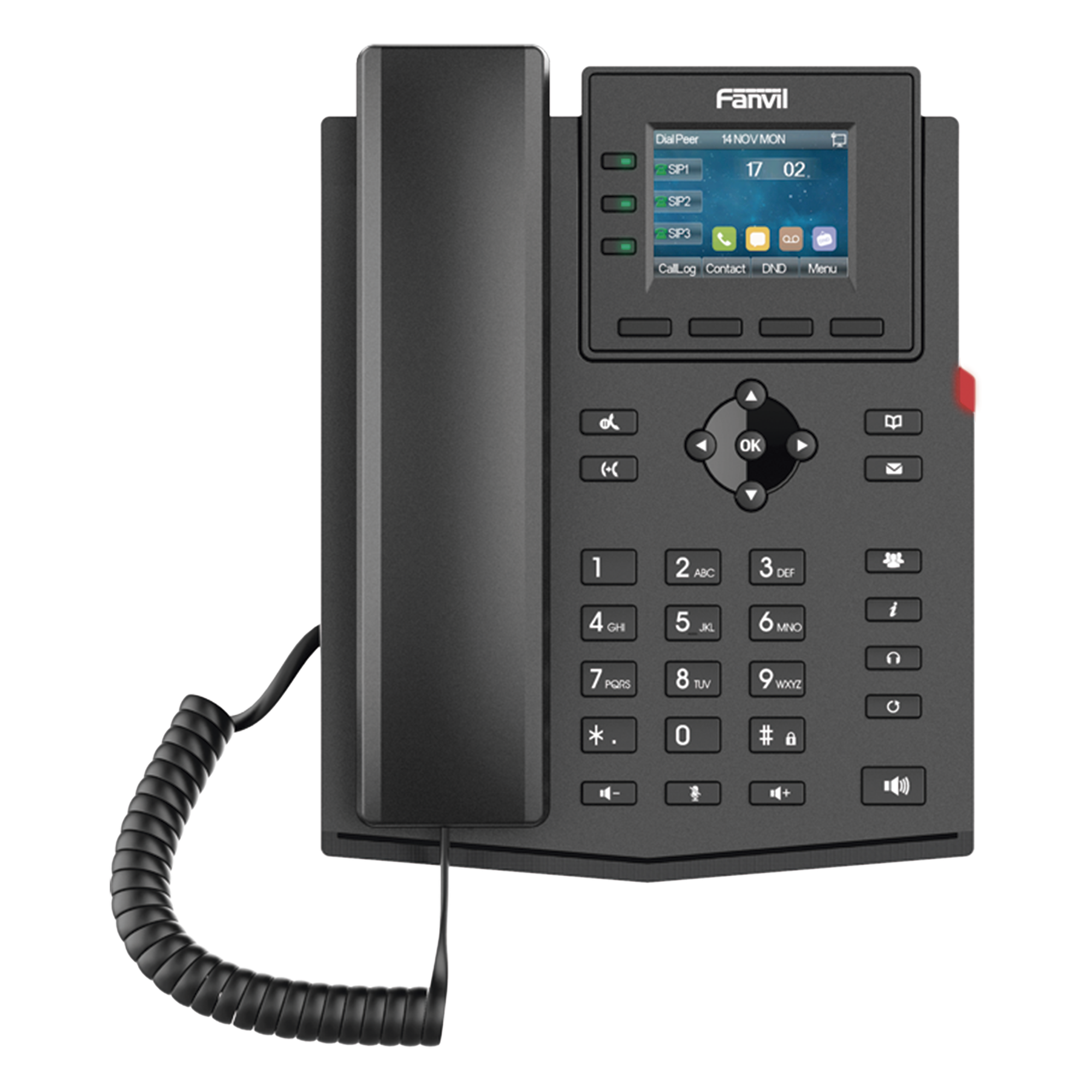 Teléfono IP Empresarial / 4 Líneas SIP / Pantalla LCD 2.4 Pulgadas / PoE / Audio HD / Conferencia 6 Participantes — FANVIL · SKU X303P