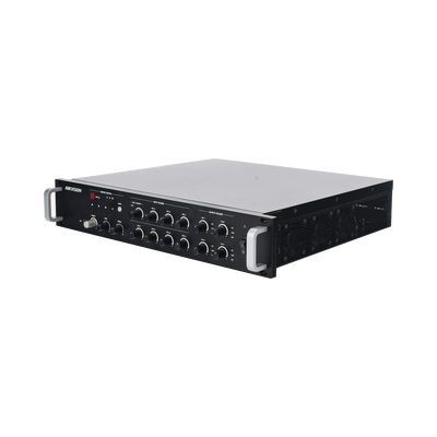Amplificador de Red |  4 Zonas de 250W | 100V/70v | Calendarización de eventos | Biblioteca de Materiales de Audio | Entrada de Alarma | Hik-Connect /Hikcentral profesional 
