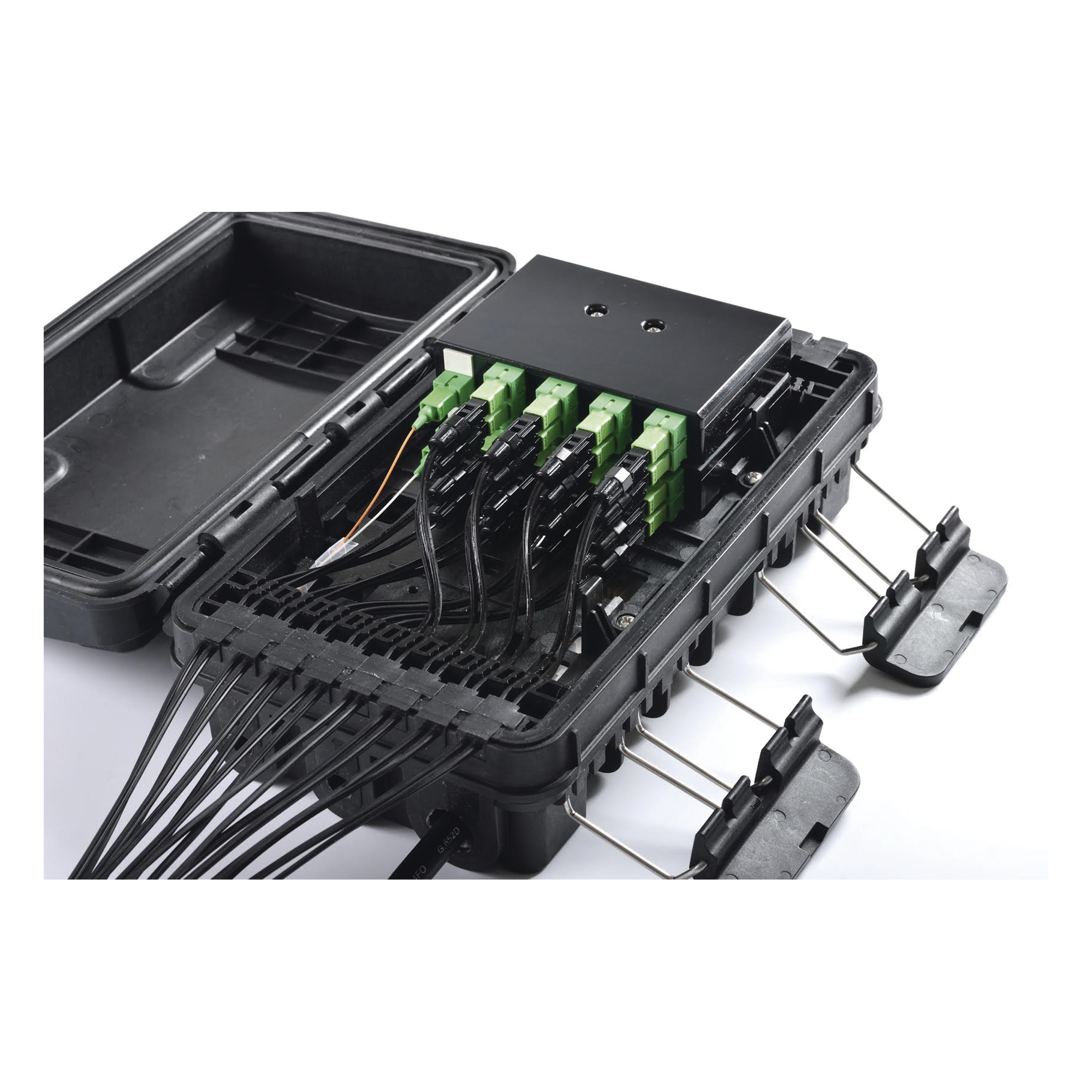 Caja de Distribución de Fibra Óptica / 24 Empalmes / 16 Puertos SC/APC Simplex / IP65 / 16 Salidas Drop