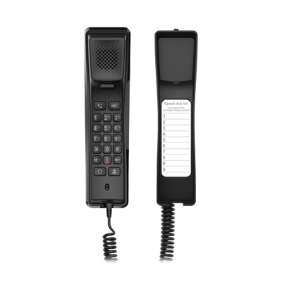 Teléfono IP profesional para Hotelería, montaje en pared,  teclado numérico estándar, conferencia de 3 vías, Opus y PoE.