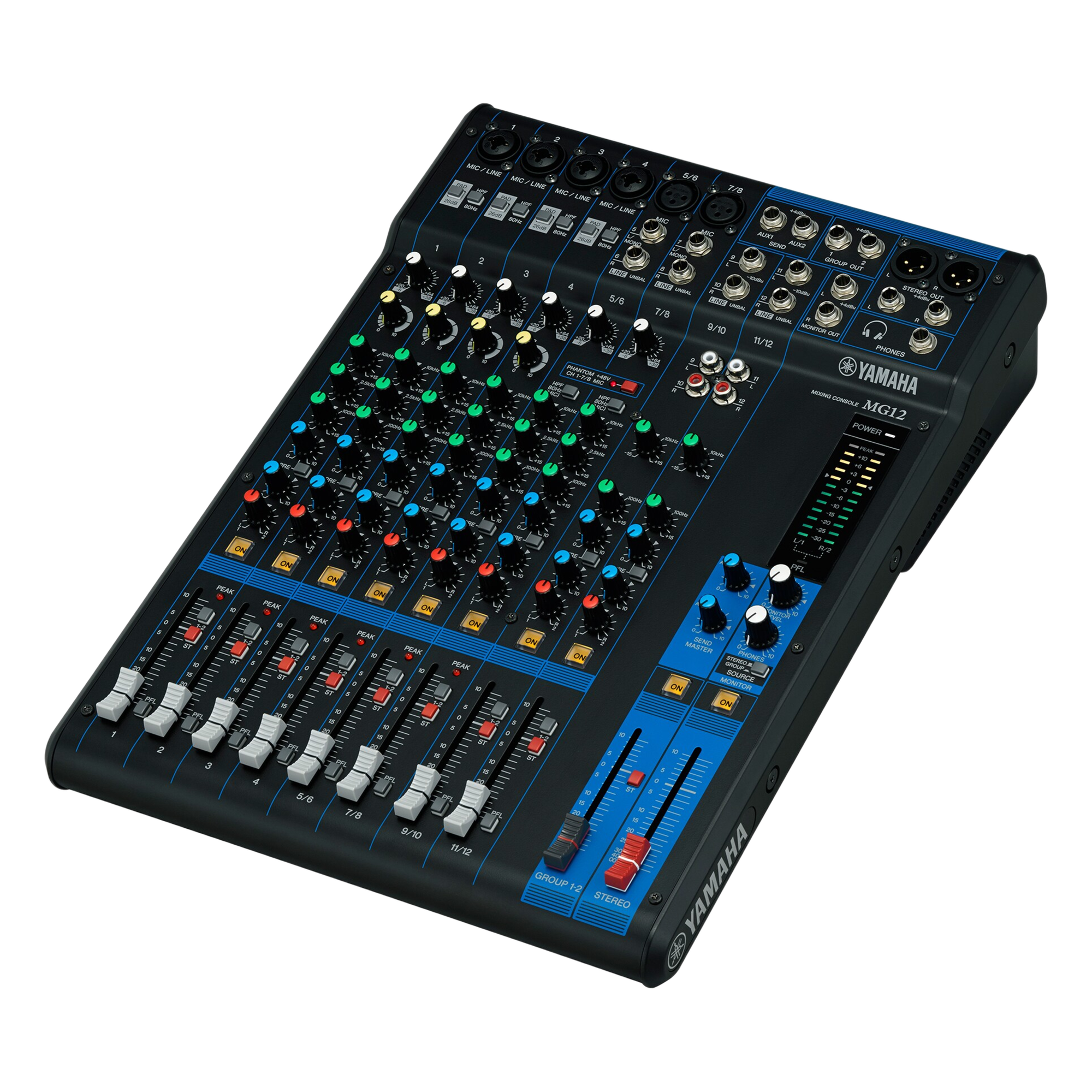 Mezcladora de Audio Analógica / 12 Canales / 6 Entradas Micrófono-Línea / 2 Buses de Grupo / Preamplificadores D-PRE / Compresores de 1 Mando — YAMAHA · SKU MG12