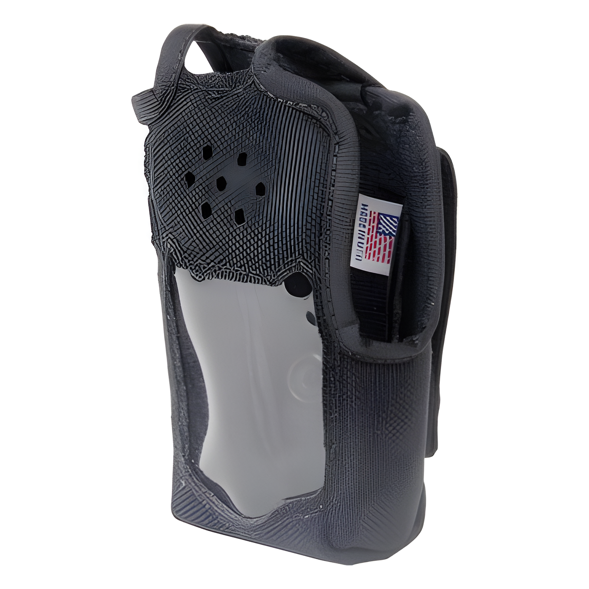 Funda Protectora de Nylon / Lazo Ajustable para Cinto / Capuchón con Broches / Visor Frontal Transparente / Compatible con Radios Icom IC-F50/F60 Series — BEE ELECTRONICS INC · SKU 3199-B