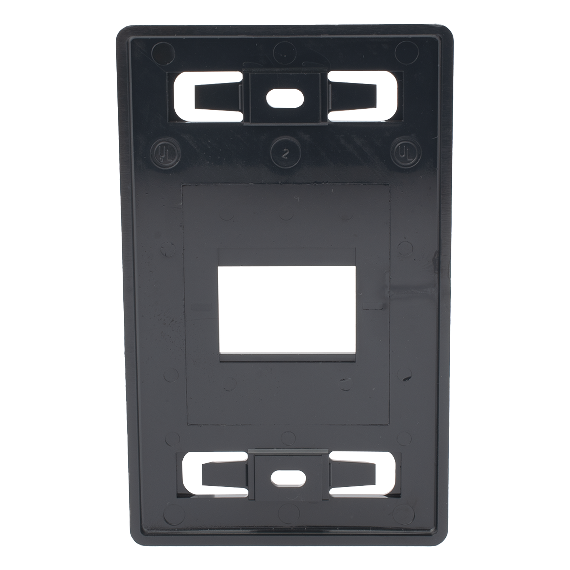 Placa de Pared Modular / 2 Salidas / Compatible Z-MAX Blindados / Montaje Frontal-Trasero / Color Negro — SIEMON · SKU MX-FP-S-02-01