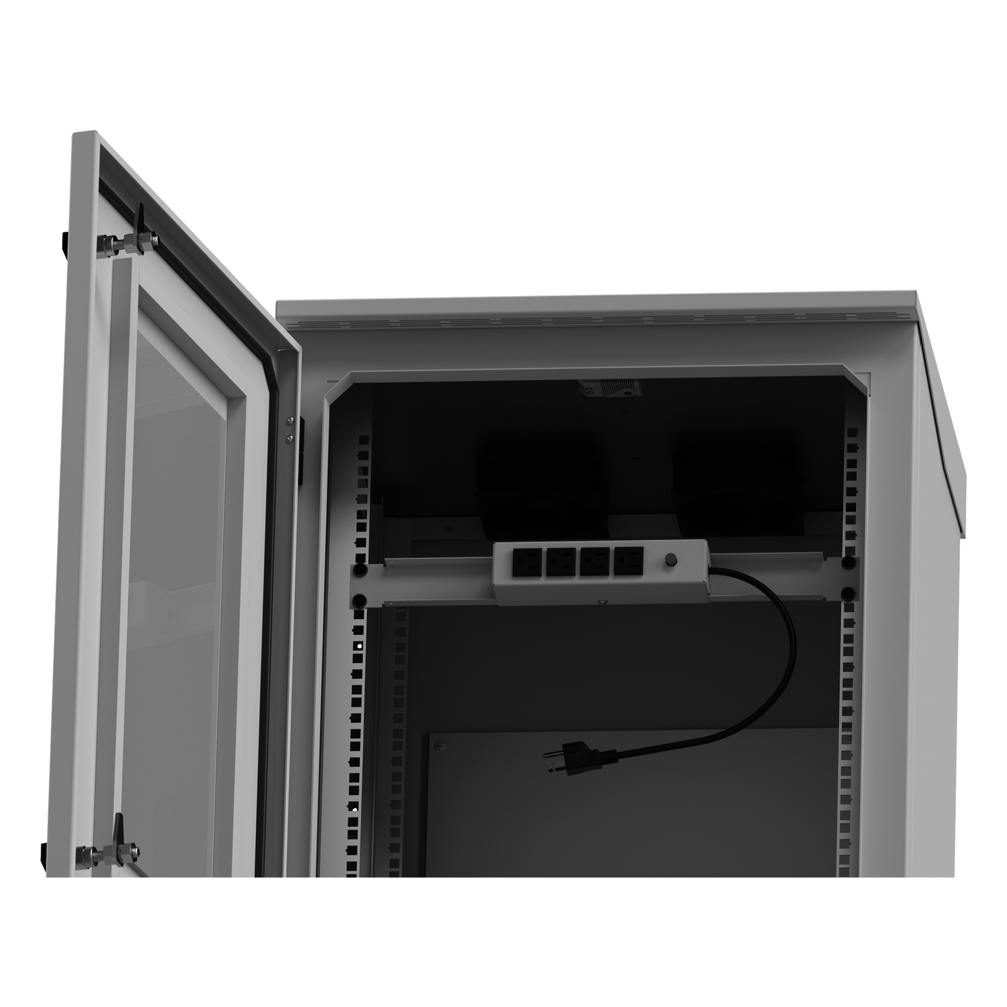 Gabinete Exterior IP / Rack 19" 24U / Ventiladores con Termostato / Acero Galvanizado / Filtro Antipartículas / Cerradura Doble
