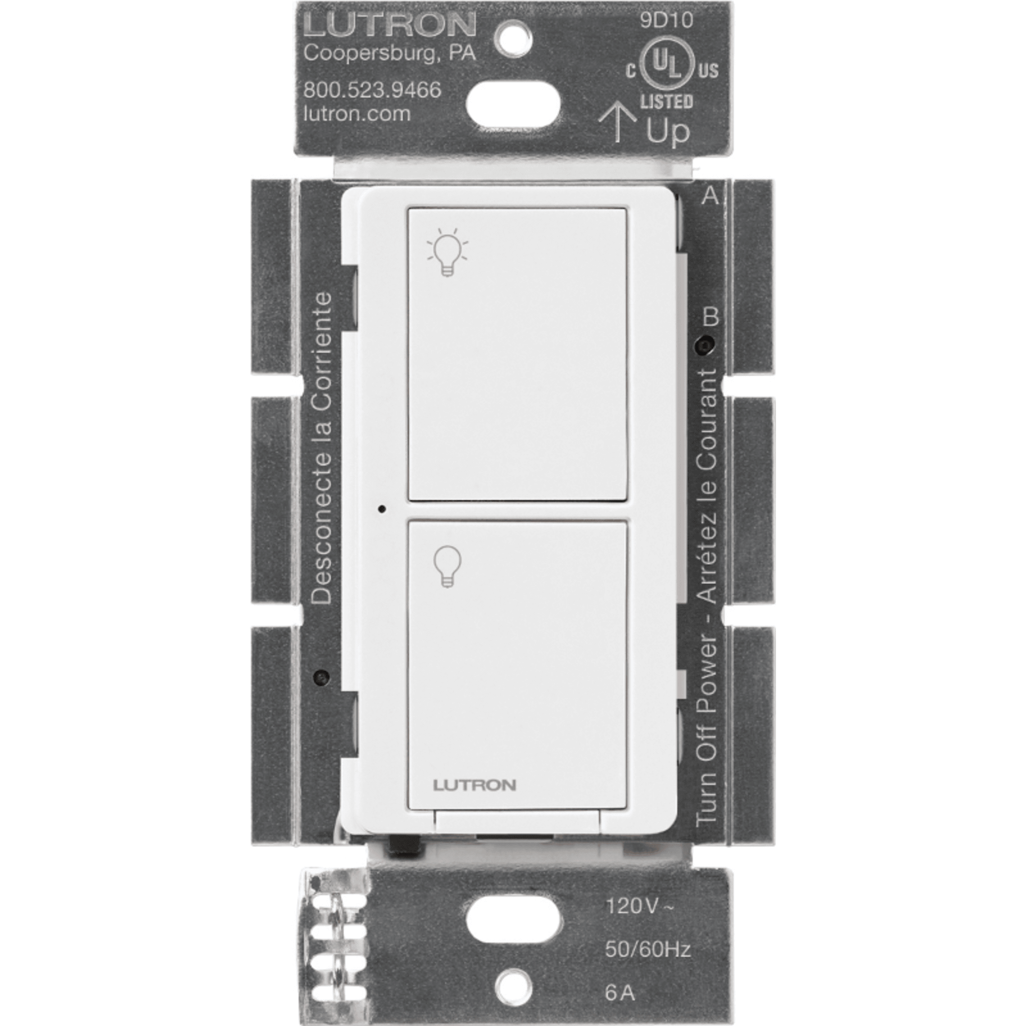 (Caseta Wireless) Interruptor Inteligente On/Off, No requiere cable neutro. 5A /120-277V