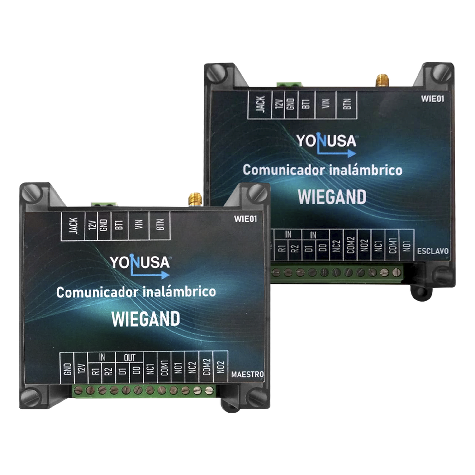 Convertidor Inalámbrico Wiegand / 1 Canal Wiegand / 2 Relevadores / 2 Entradas / Alcance 1.6 km (5249.3 ft) / Banda 915 MHz — YONUSA · SKU WIE01
