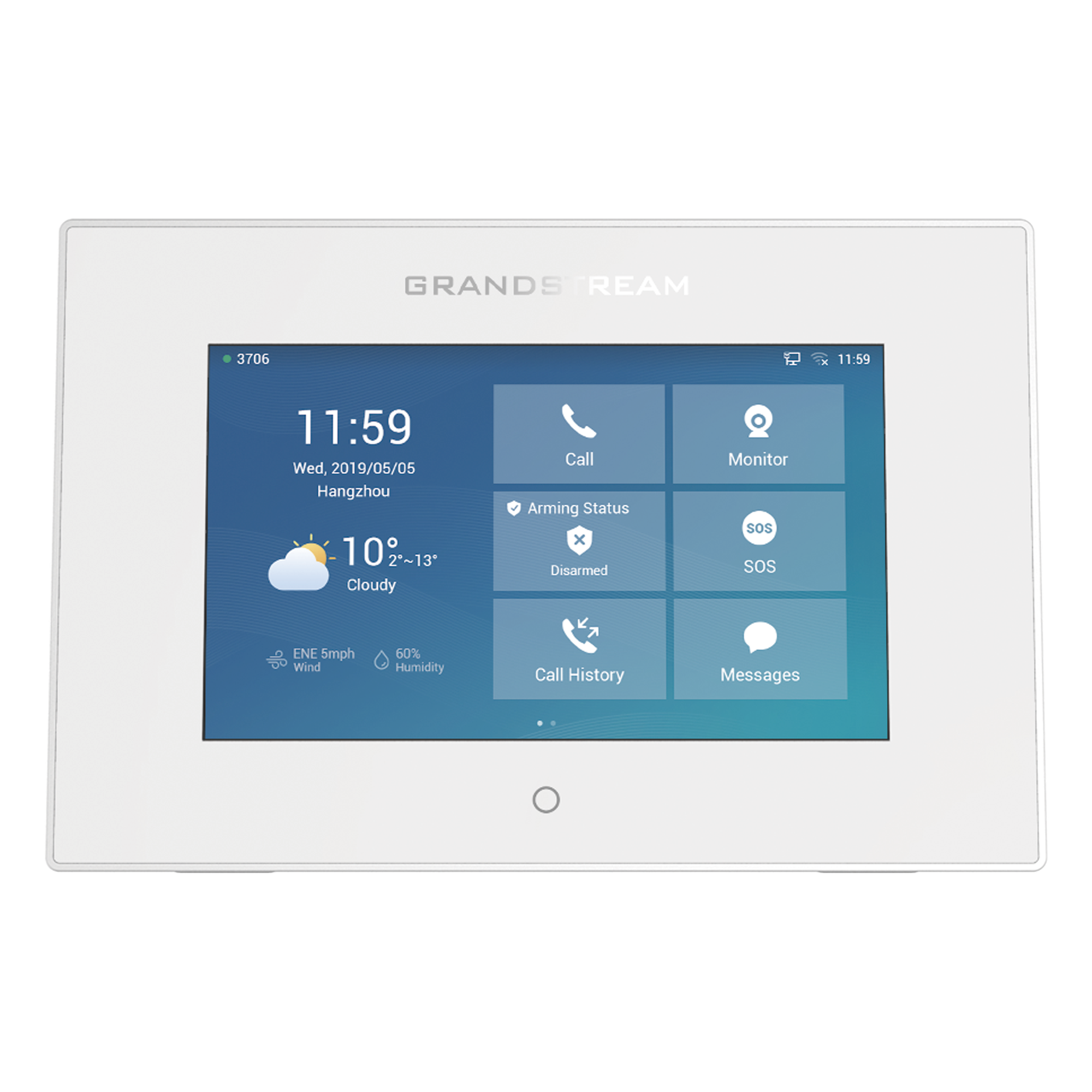 Intercom y Panel de Control de Acceso SIP / Pantalla Táctil 7" 1024x600 / Wi-Fi Dual Band / Audio HD Full-Duplex / PoE / 4 Entradas de Alarma — GRANDSTREAM · SKU GSC-3570
