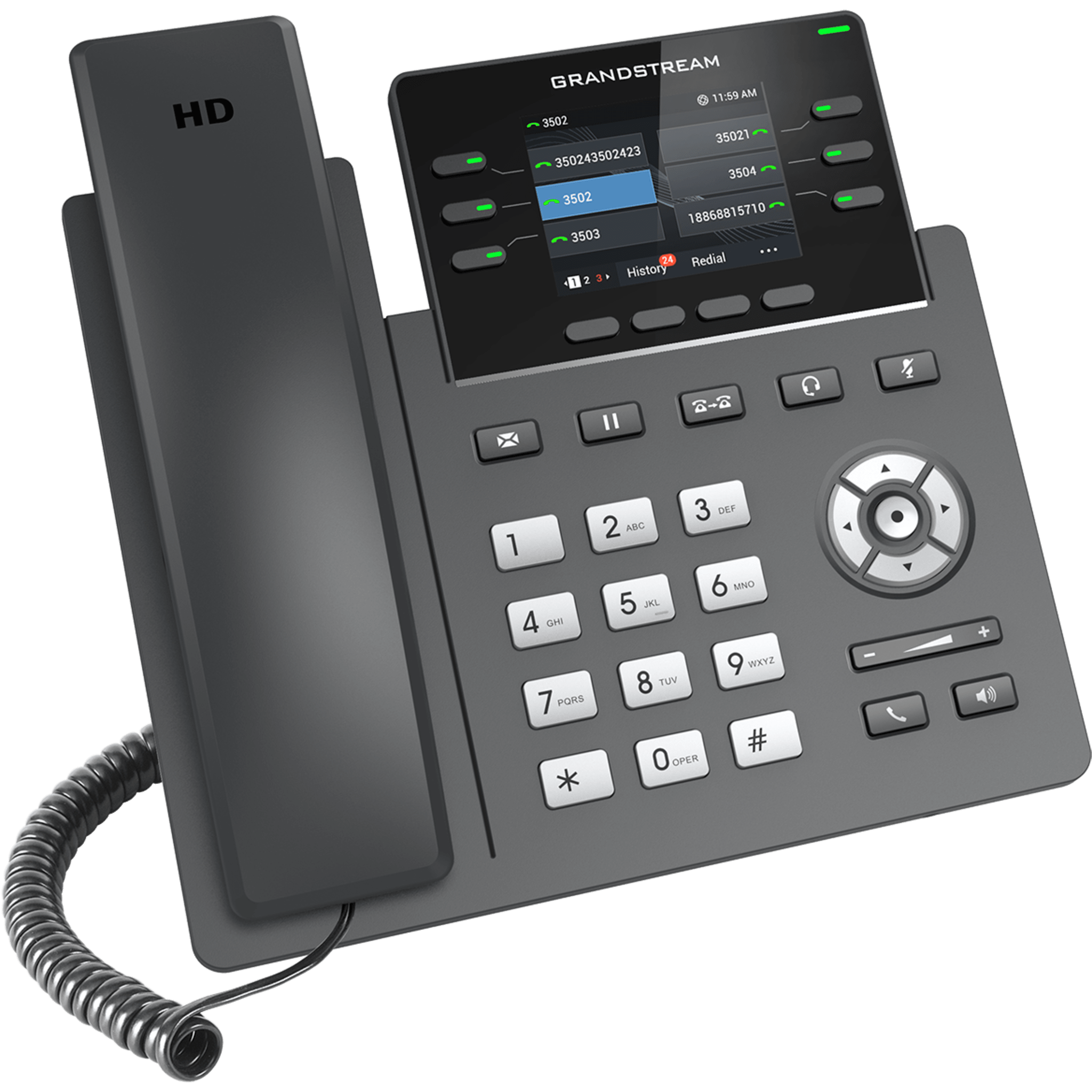 Teléfono IP / 6 Líneas SIP / Wi-Fi 6 Doble Banda / Bluetooth / 24 Teclas BLF Virtuales / Pantalla LCD 2.8" / 2 Puertos Gigabit