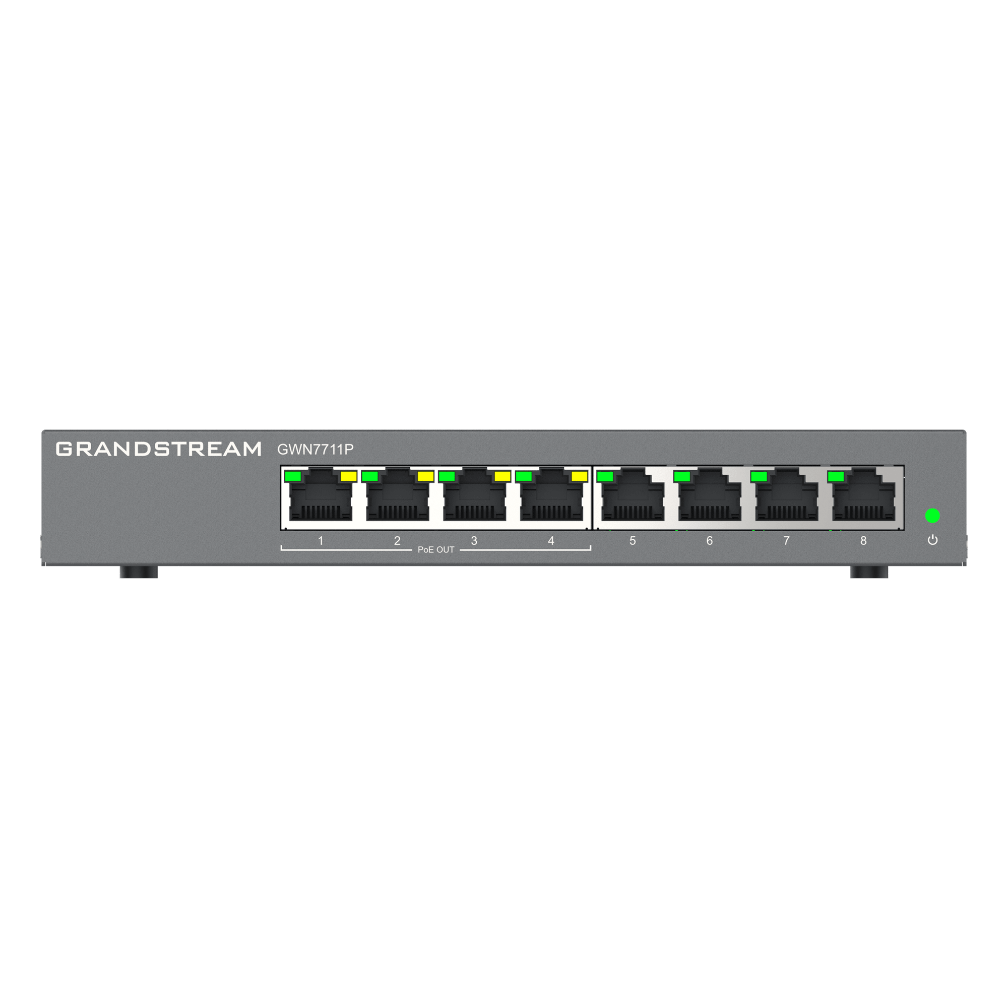 Switch Administrable Capa 2 Lite / 8 Puertos Gigabit / 4 Puertos PoE+ / 32 VLAN / QoS / GDMS Cloud / Montaje Pared y Escritorio — GRANDSTREAM · SKU GWN7711P