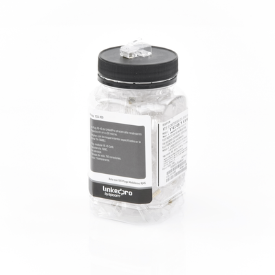Bote con 100 Piezas de Plug Modular RJ45 Cat6 sin Blindaje, Chapado de Oro a 30 Micras para Durabilidad Extrema