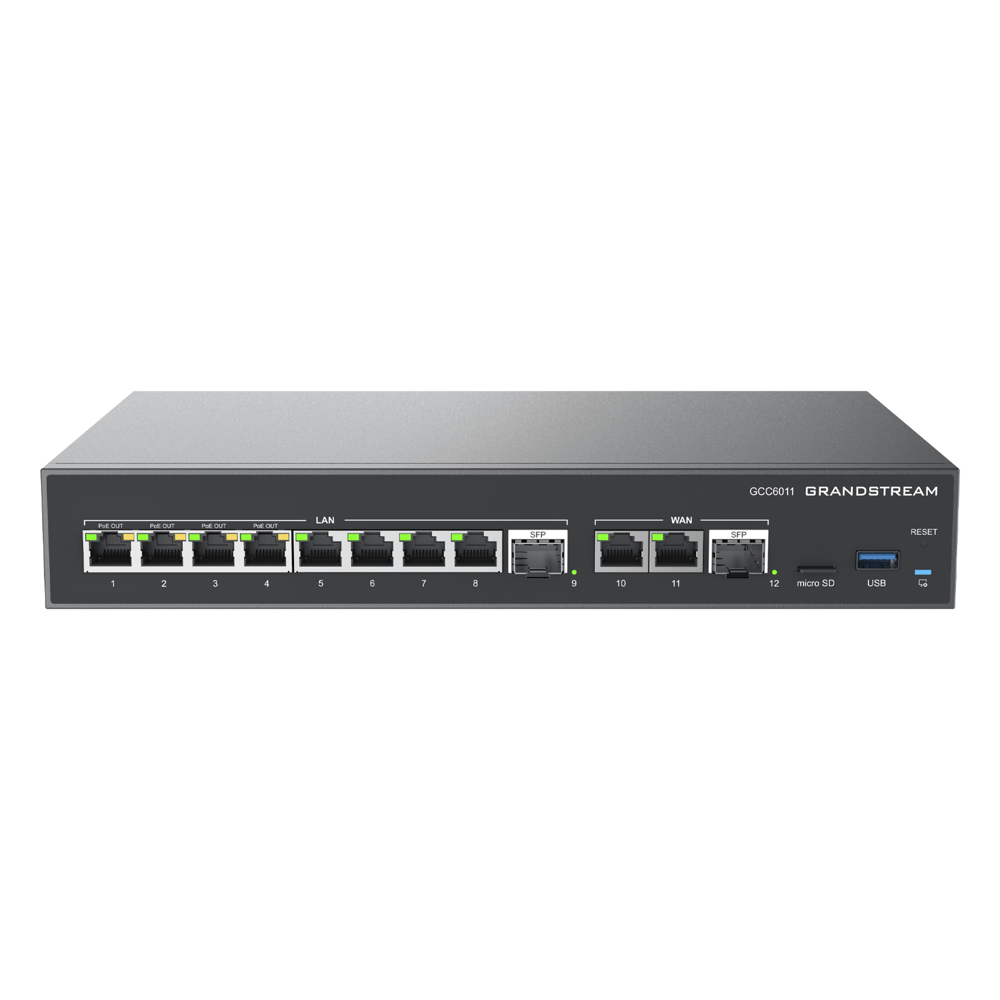 Firewall NG / Router VPN 3 Gbps / IP PBX 12 Usuarios / Switch 10 Puertos Gigabit / 4 Puertos PoE / 2 SFP 2.5G / Wi-Fi 6 Dual Band