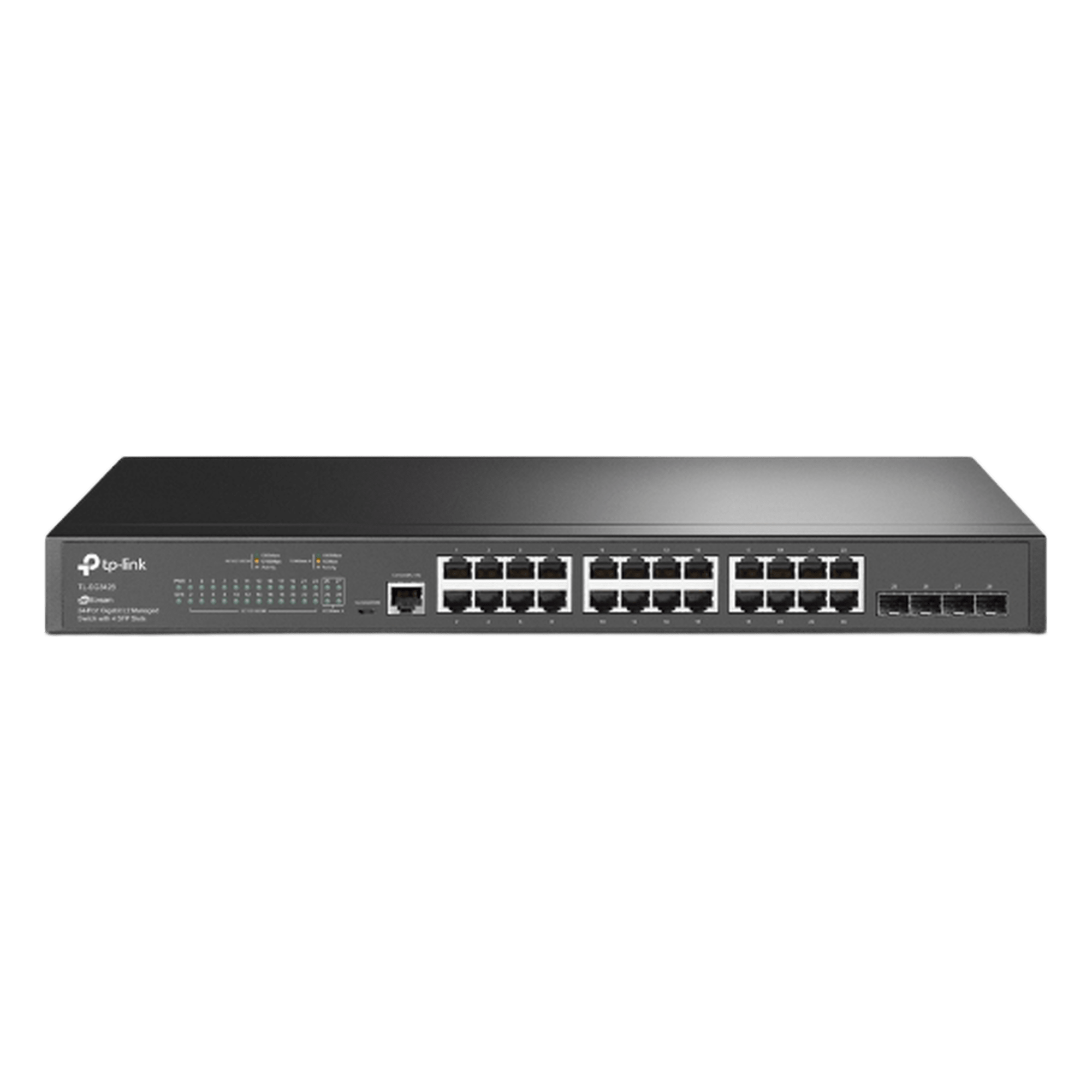 Switch Gigabit Administrable / 24 Puertos RJ45 / 4 Puertos SFP 1G / 56 Gbps / Sin Ventilador / Omada SDN — TP-LINK · SKU TL-SG3428