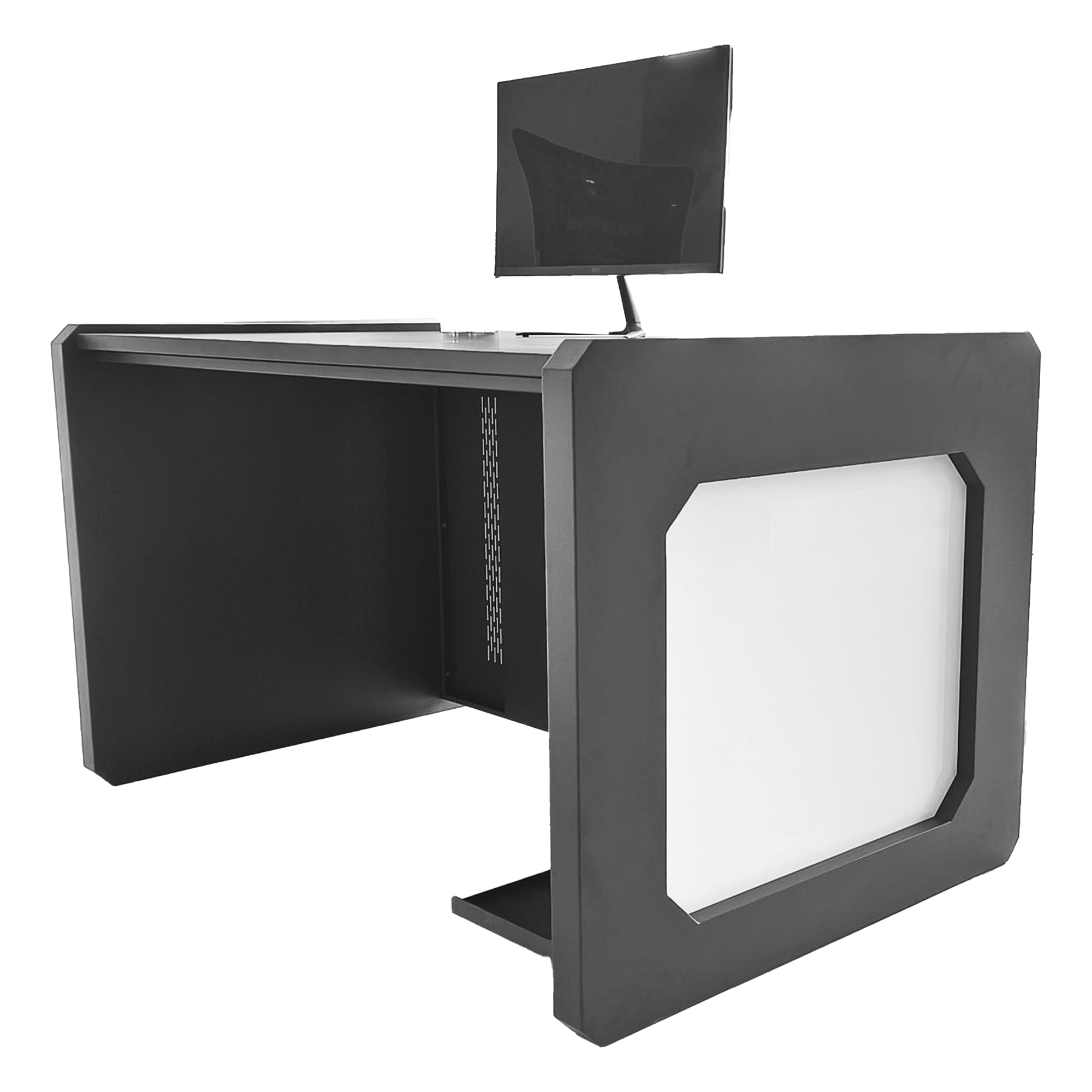 Escritorio de Monitoreo Profesional / 1300 x 750 x 800 mm / Metal de Alta Resistencia / Tapas Retirables / 100 kg / Gris Oxford — EPCOM INDUSTRIAL · SKU DESK01/B