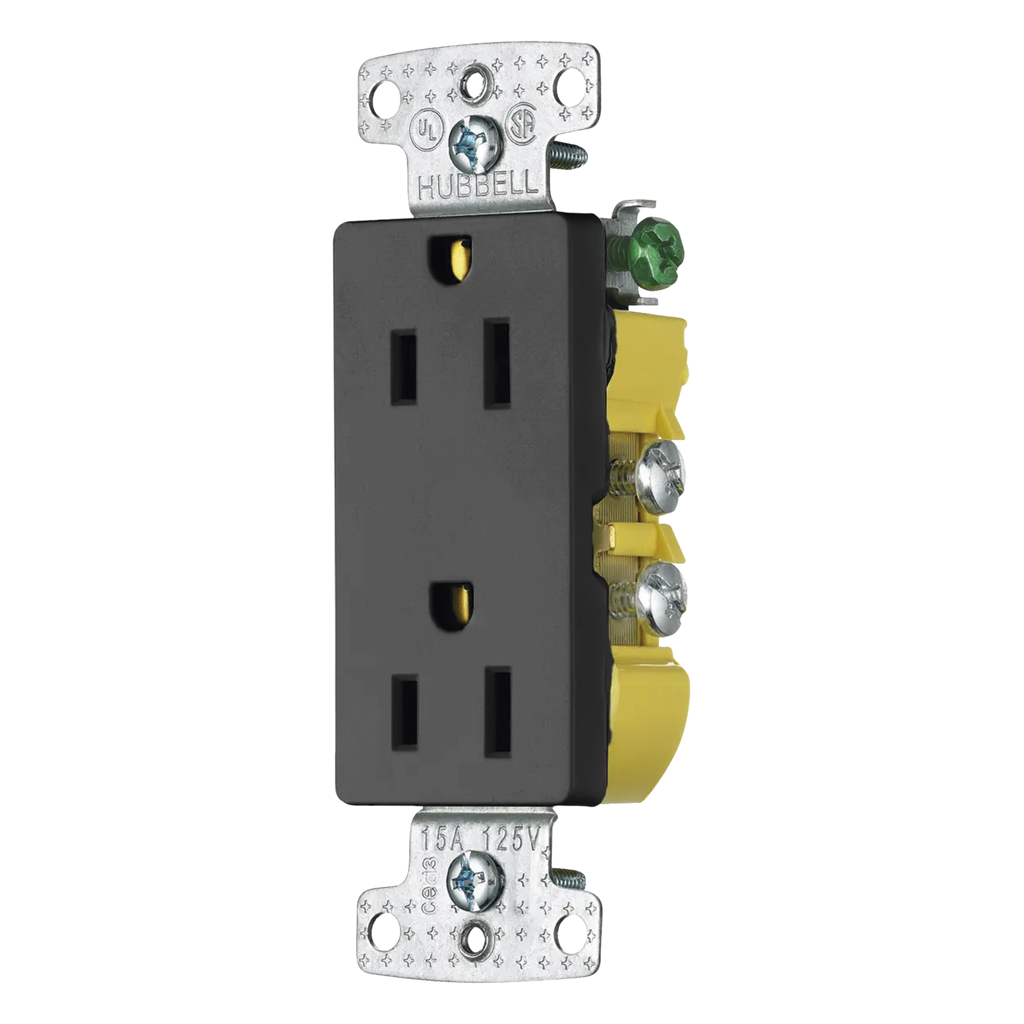 Receptáculo Duplex Decorador / 15A 125V / 2 Polos 3 Hilos / NEMA 5-15R / Negro — HUBBELL · SKU HUB-RRD-15BK