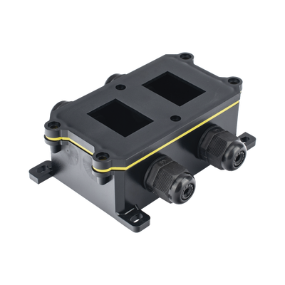 Caja de Montaje Superficial / 2 Espacios para Interruptores / IP65 / 4 Puertos PG9 / ABS/PA66 Retardante a la Flama / 104 x 119 x 40 mm — ACCESSPRO · SKU AP-BOXWB2-4T