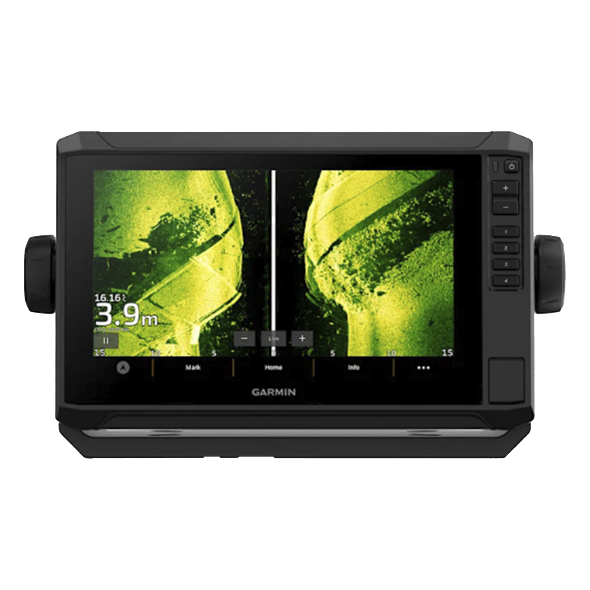 Plotter de Navegación / Pantalla Táctil WSVGA 9" / GPS Multibanda Multiconstelación / Sonda CHIRP Dual 500 W / AIS y DSC / NMEA 2000 / IPX7 — GARMIN · SKU 10-02687-00