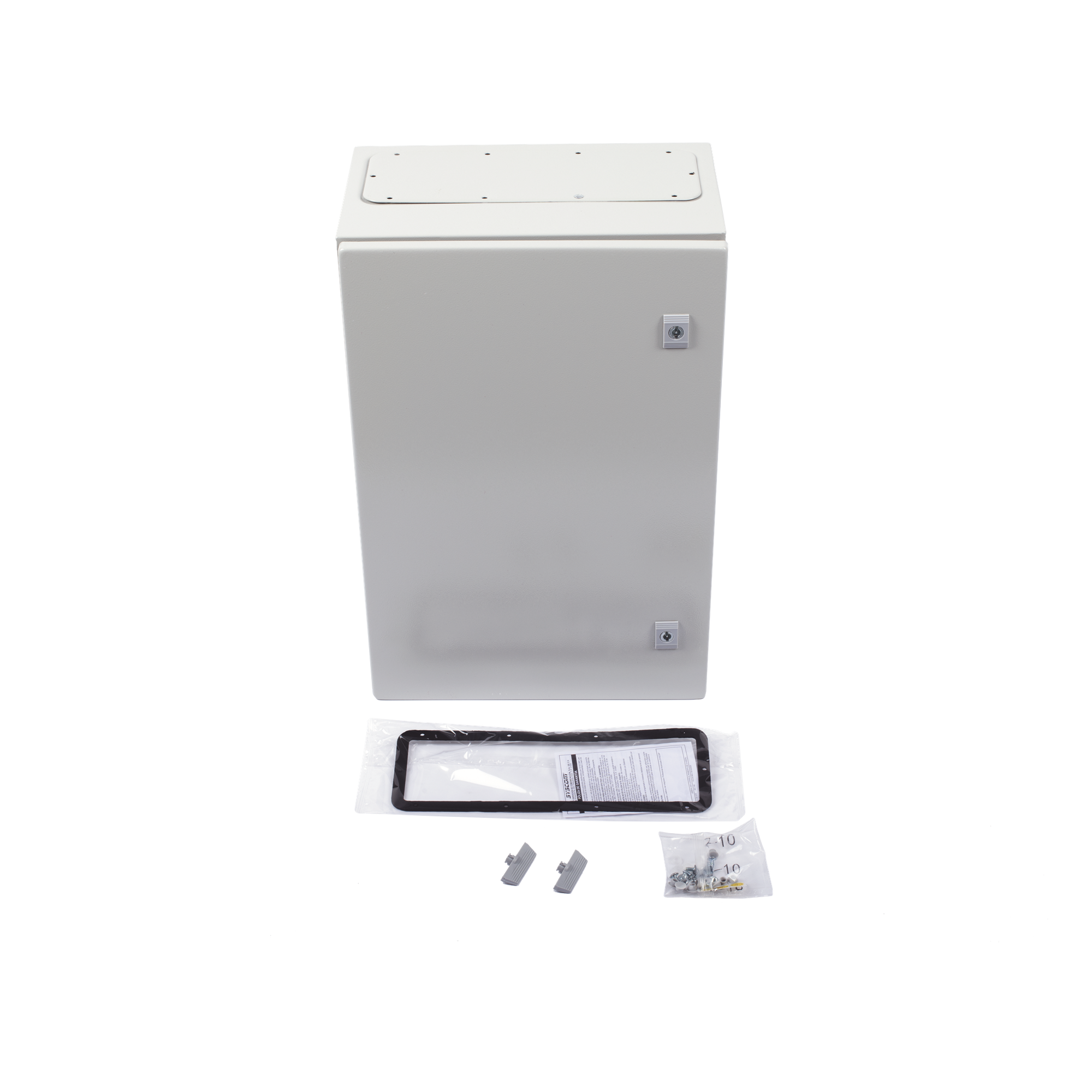 Gabinete de Acero IP66 / 400 x 600 x 250 mm / IK10 / Placa Trasera Metálica 2 mm / Cerradura con Llave / Tapa Inferior Atornillable