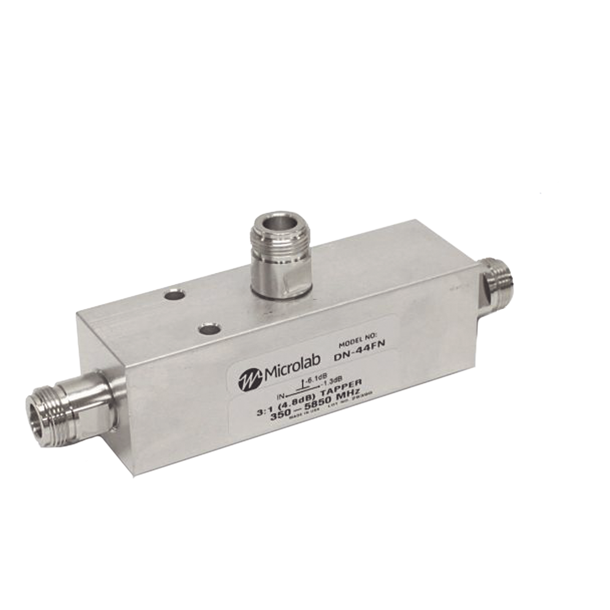 Separador RF / 10dB Tap / 350-5930MHz / 500W / -161dBc PIM / 4.3-10 / IP67 — MICROLAB · SKU DN-74FE
