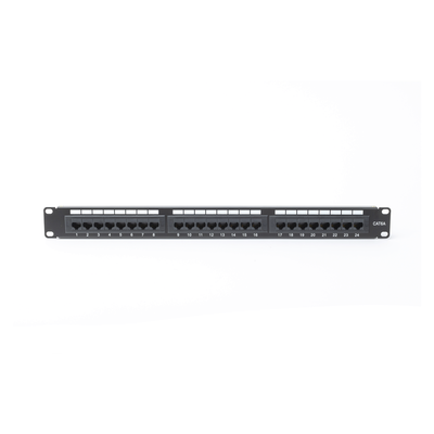 Panel de Parcheo de Impacto (110) UTP de 24 Puertos Cat6A, 19 Pulgadas (48.26 cm), con Barra para Organizar Cables y Espacio para Etiqueta