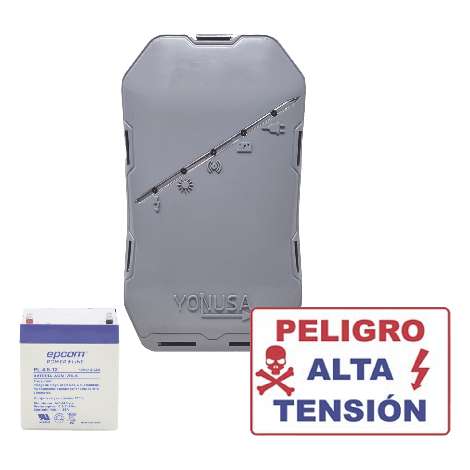 KIT deEnergizador 12,000Volts - .5 Joules / 500 Mts Lineales de Protección / Cercas Electrificadas / Llavero Incluido