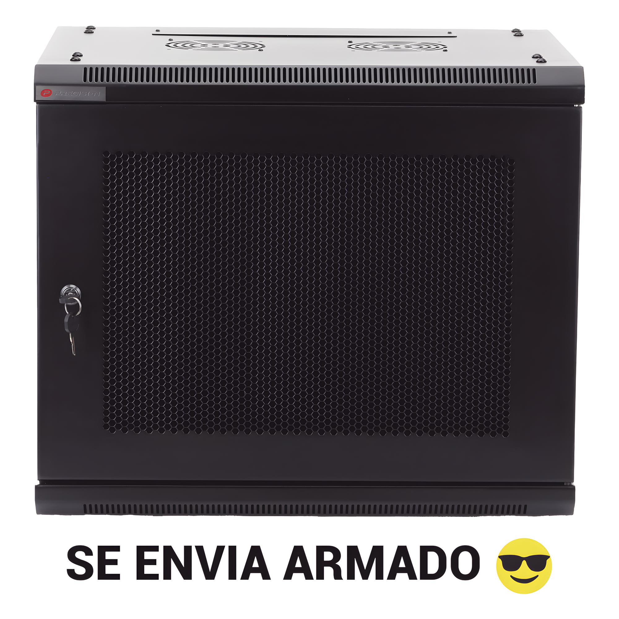 Gabinete de Pared 19in / 9UR / 450mm (17.7in) Profundidad / Puerta Perforada / 60kg Carga — PRECISION · SKU PSTC-09-645BDP
