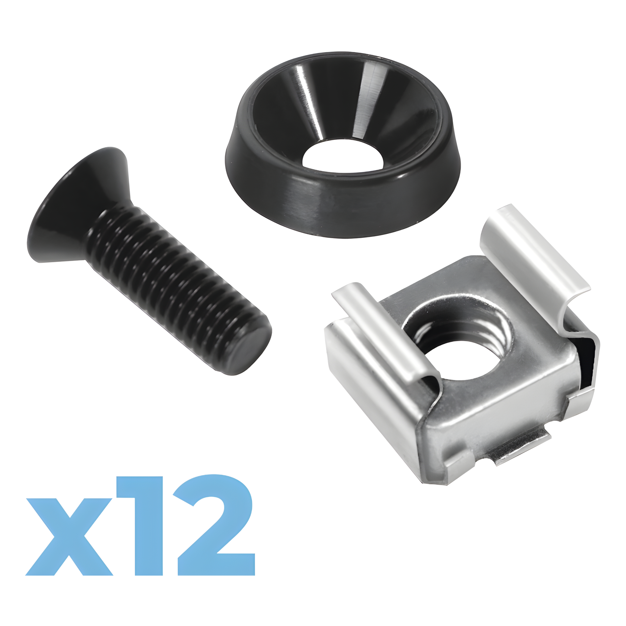 Juego de Tornillos para Rack / 12 Unidades / M5 / Acero Inoxidable / Tuercas Enjauladas — LINKEDPRO BY EPCOM · SKU LP-TAT-12