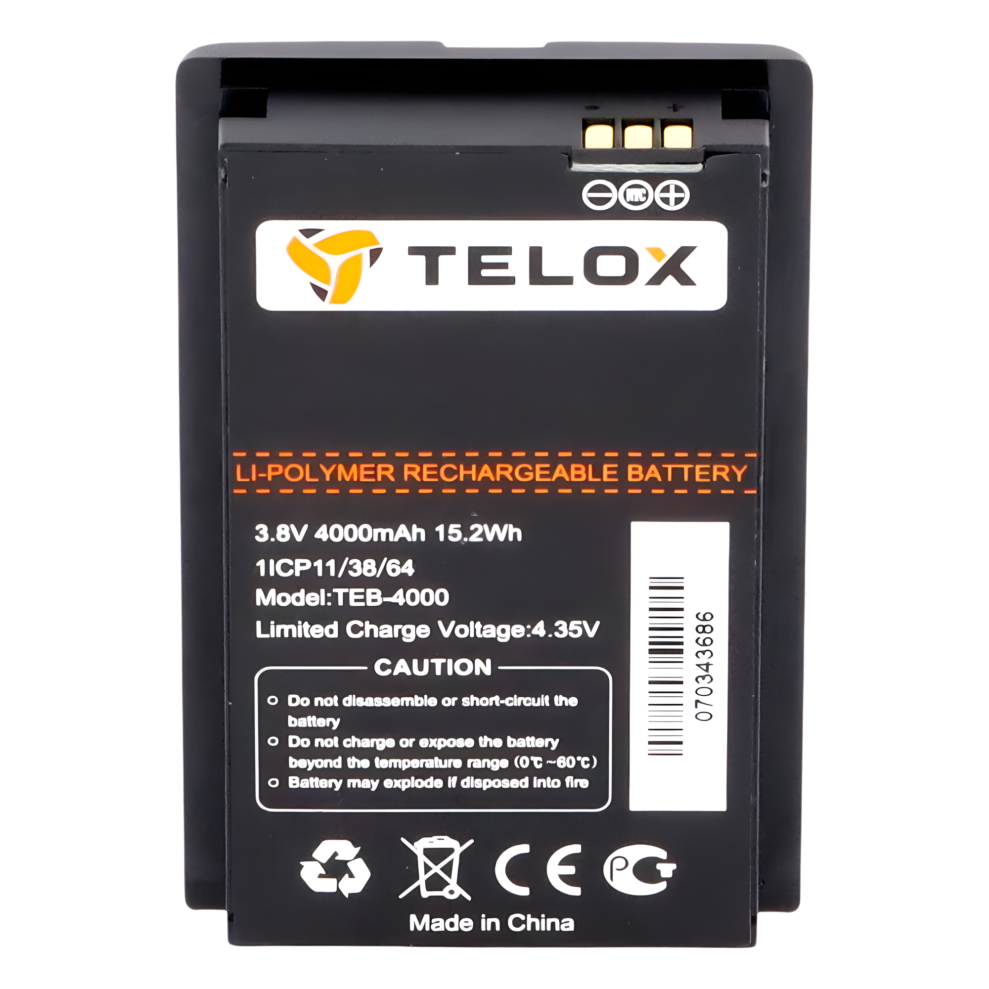 Batería Li-Ion / 4000 mAh / 3.8 VCC / 13.68 Wh / Compatible Radio TE320