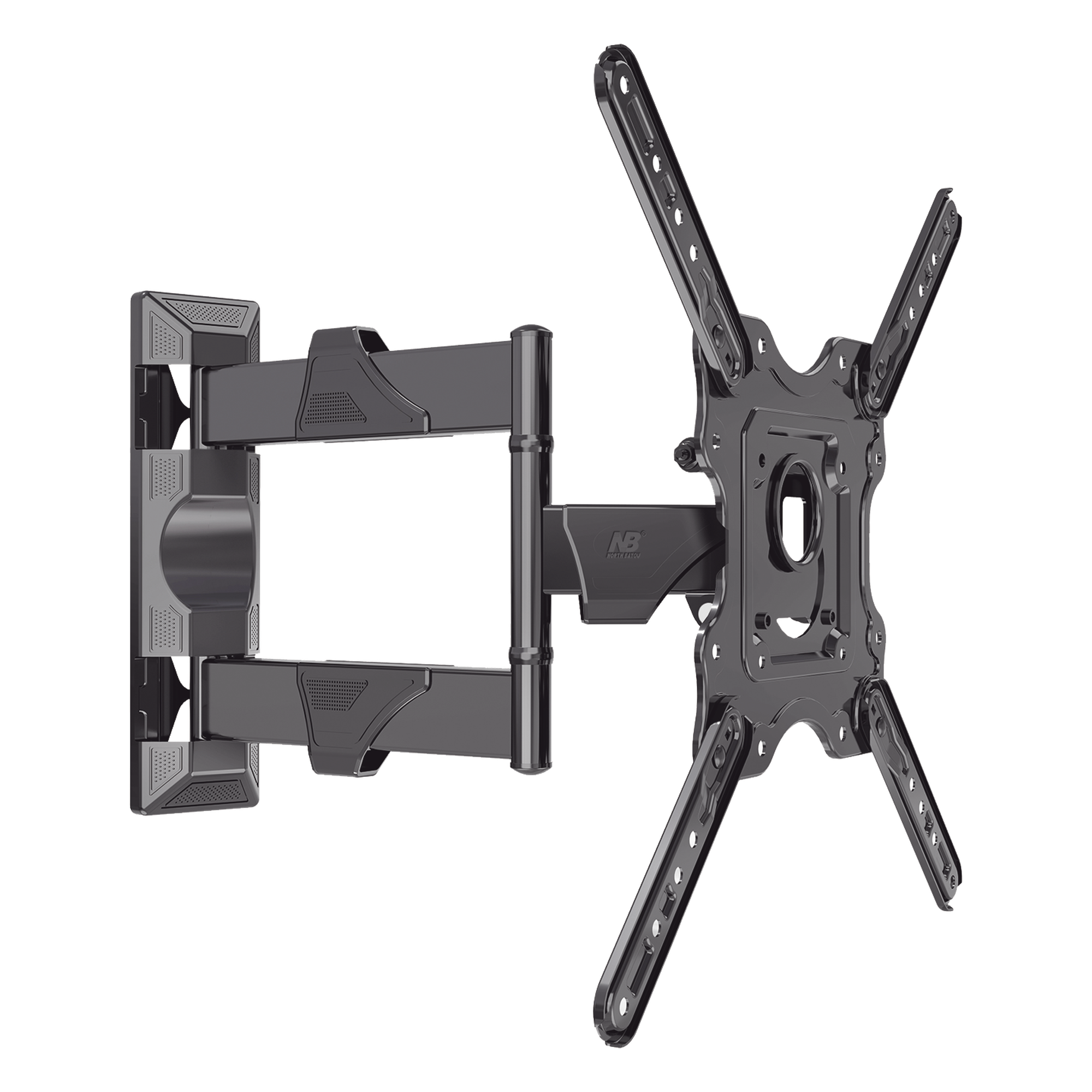 Soporte de Pared Articulado / Pantallas 32" a 55" / VESA 100x100 a 400x400 mm / Carga 27.2 kg (60 lbs) / Extensión 5 a 40 cm / Giro 180° / Inclinación +8° a -5° — NB-EPCOM · SKU P4-NB