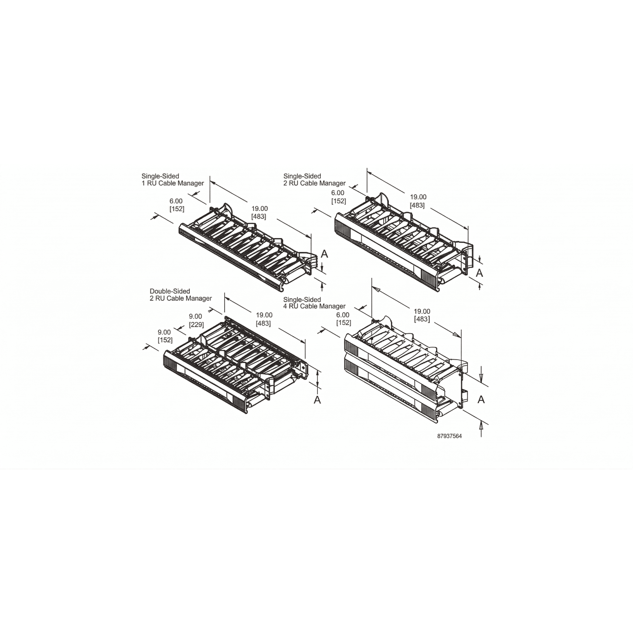 Organizador de Cables Horizontal CableTek, Sencillo (Solo Frontal), Para Rack de 19in, 1 UR