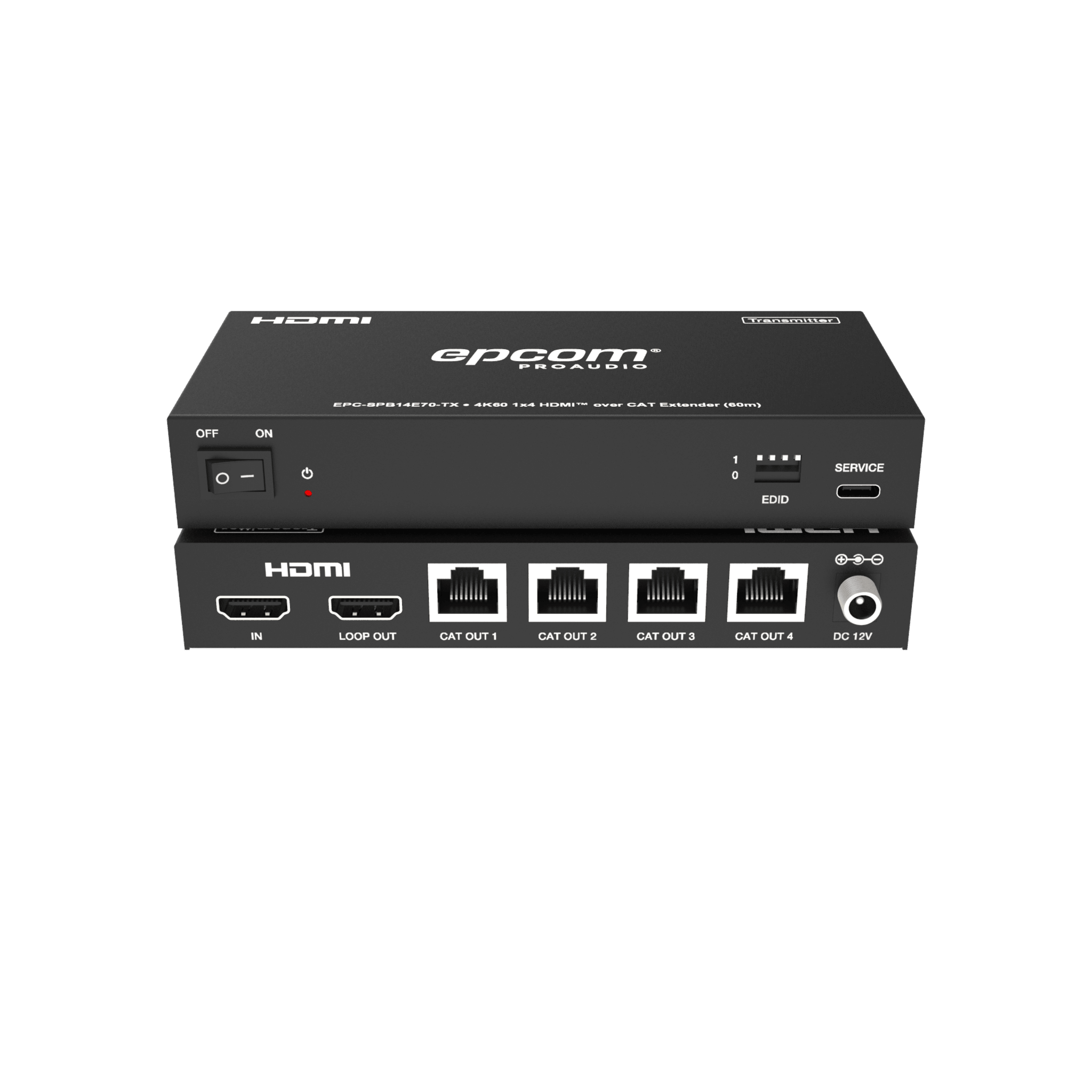 Splitter Extensor 1x4 | 4K@60Hz a 60m | 4K@30Hz a 70m | Cable Cat6 | EDID | HDCP 2.2 | Salida Loop
