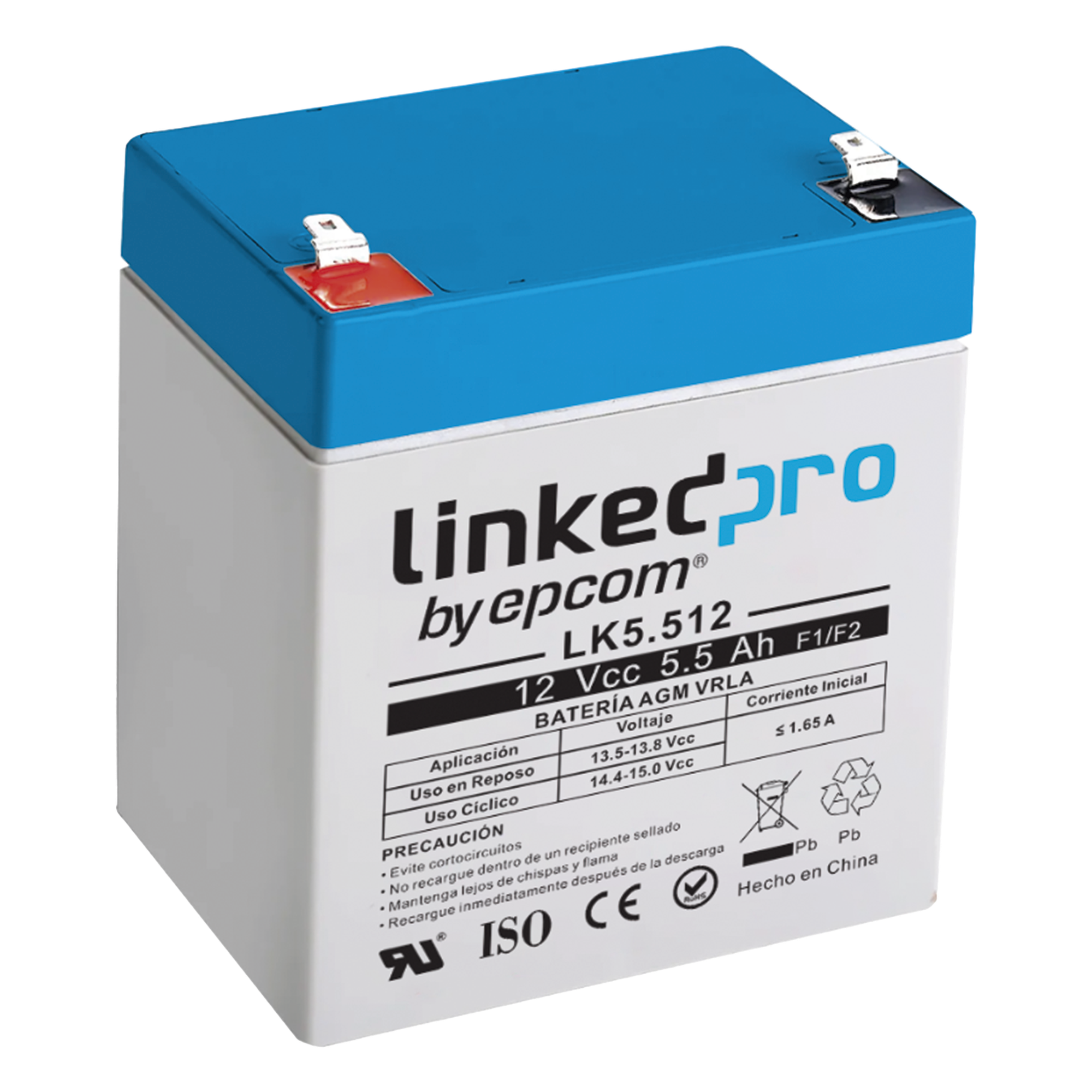 Energía / Herramientas — Batería de Respaldo AGM / 12 V / 5.5 Ah / Vida Útil 5 Años / Terminales F1 + Adaptador F2 / UL Certificada