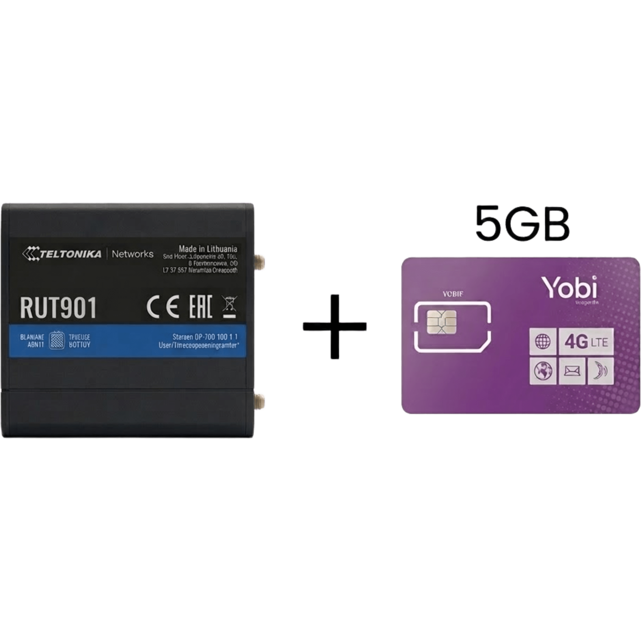 Router Celular Industrial / 4G LTE Cat 4 / 150 Mbps / Wi-Fi 2.4 GHz / 4 Puertos Ethernet / -40°C a 75°C / Gestión RMS Remota — TELTONIKA · SKU RUT901+5GBYOBI