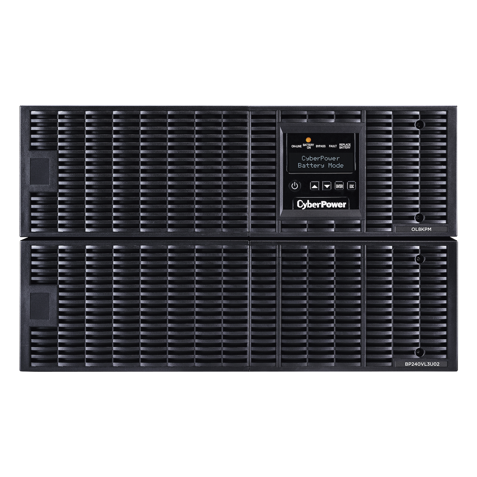 UPS Online Doble Conversión / 8000 VA / 8000 W / Salida 200-240 VAC / Onda Senoidal Pura / Rack 6U o Torre / Terminales Hardwired / 3 Tomas NEMA L6-30R — CYBERPOWER · SKU OL8KRT