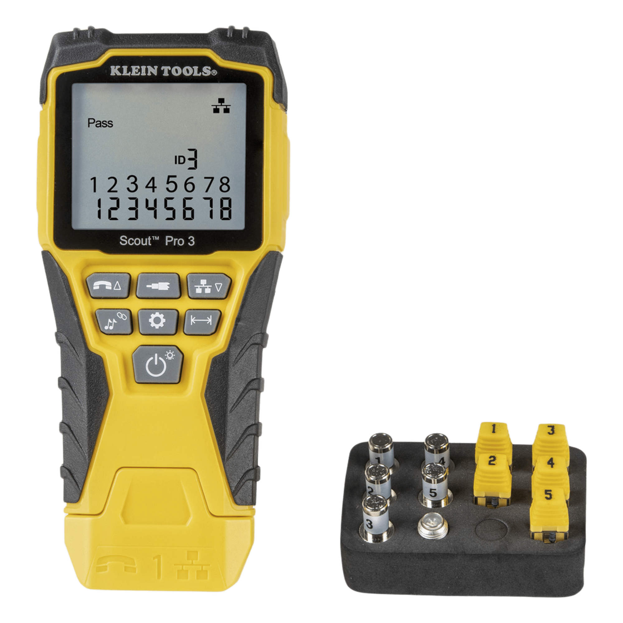 Probador de Cables / Voz RJ11/12 / Datos RJ45 / Video Coaxial F / Longitud hasta 610 m (2000 ft) / LCD Retroiluminada / Detección de Fallas — KLEIN TOOLS · SKU VDV-501-851