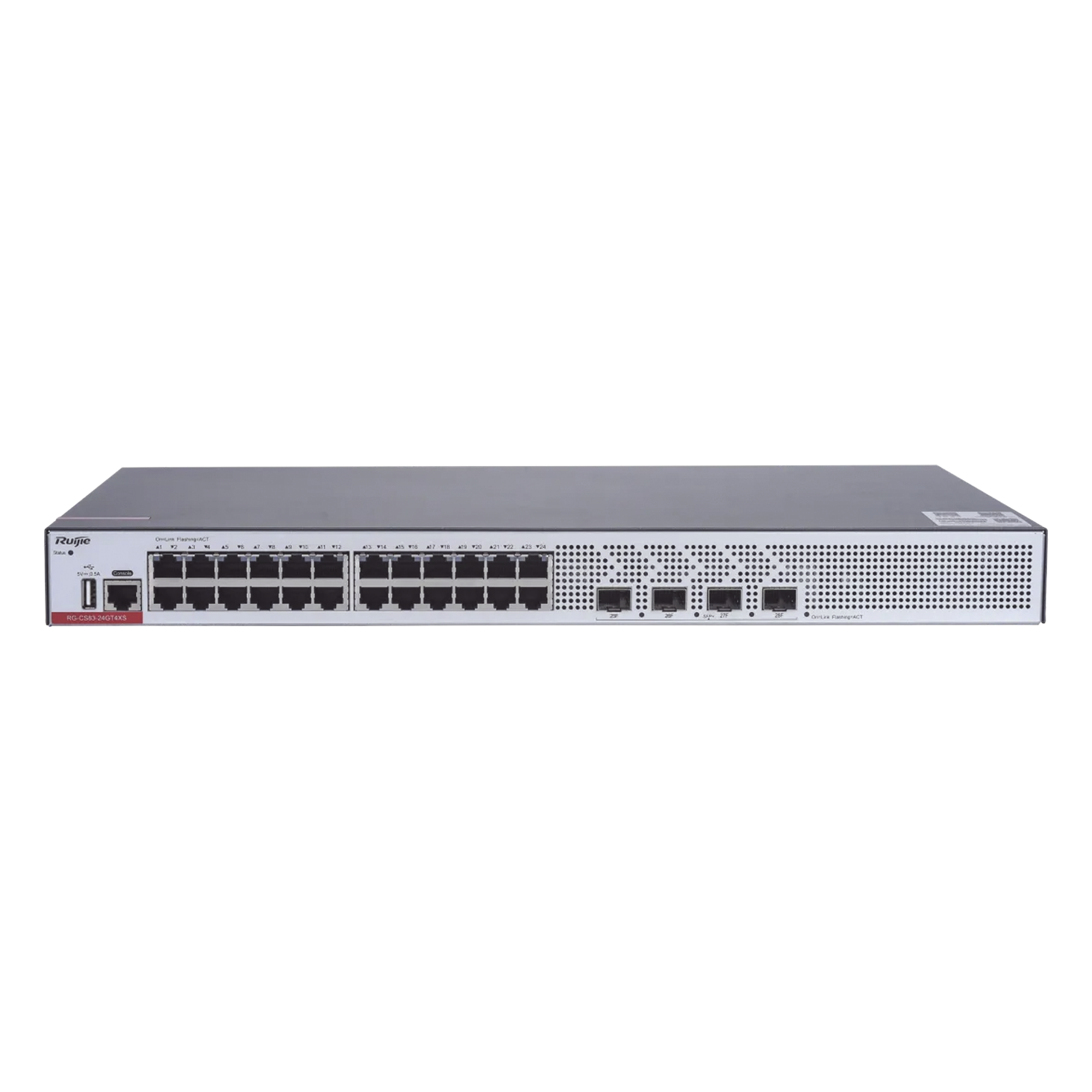 Switch Capa 3 / 24 Puertos Gigabit / 4 SFP+ 10Gb / Doble Chip Alta Disponibilidad / Redes Empresariales y Campus — RUIJIE · SKU RG-CS83-24GT4XS