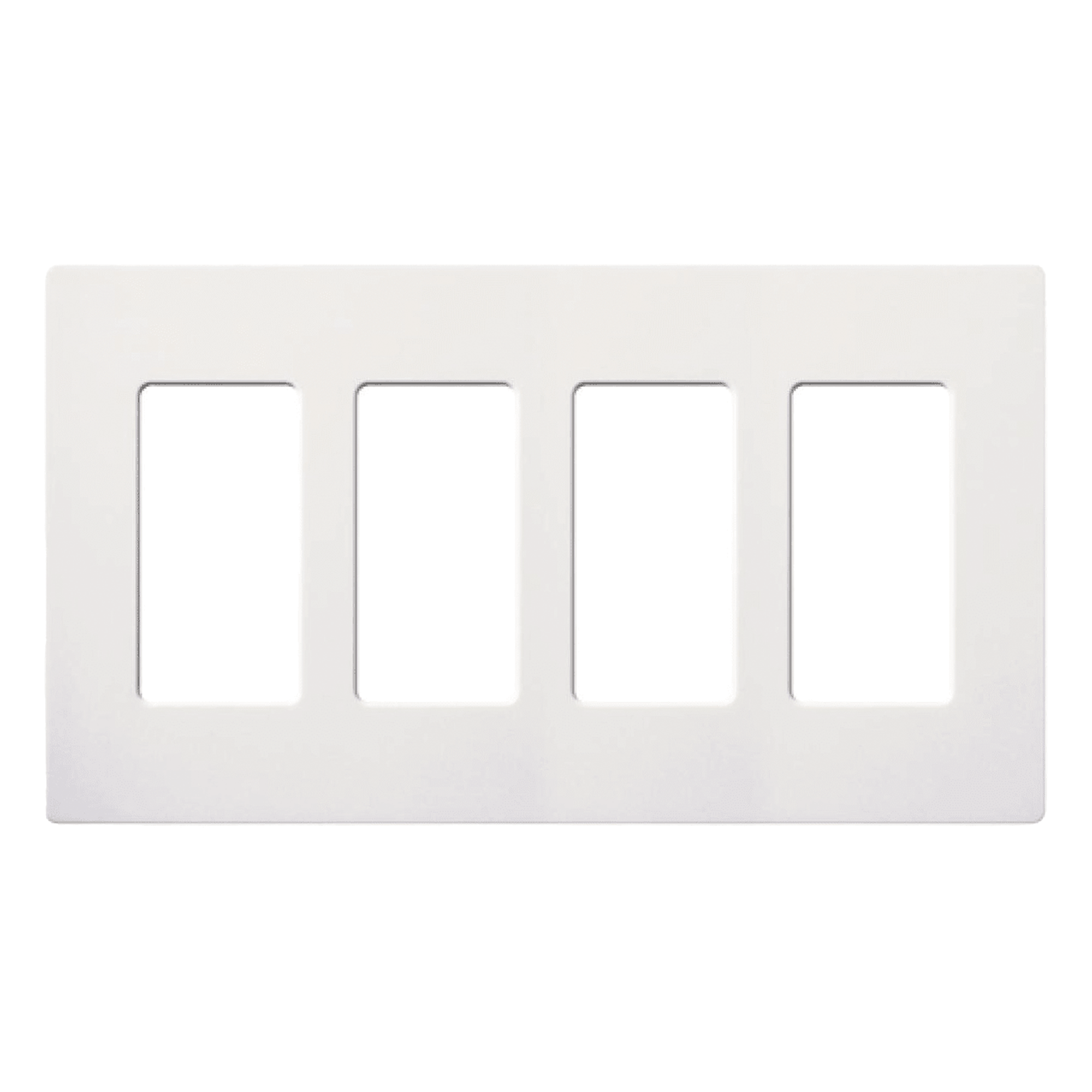 Placa de Pared / 4 Espacios / Sin Tornillos / Acabado Satinado Snow / Apertura Designer / 213 mm (8.4 in) Ancho — LUTRON ELECTRONICS · SKU SC-4-SW