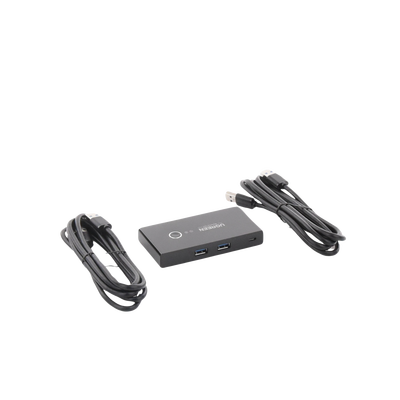 Conmutador USB para Compartir 4 Puertos USB 3.0 a 2 PC Ìs | Cambio Mediante Botón | Incluye Dos Cables USB de 1.5 m | ABS | Permite que 2 Usuarios Compartan 4 Dispositivos Periféricos USB3.0, como una impresora, un escáner, etc.