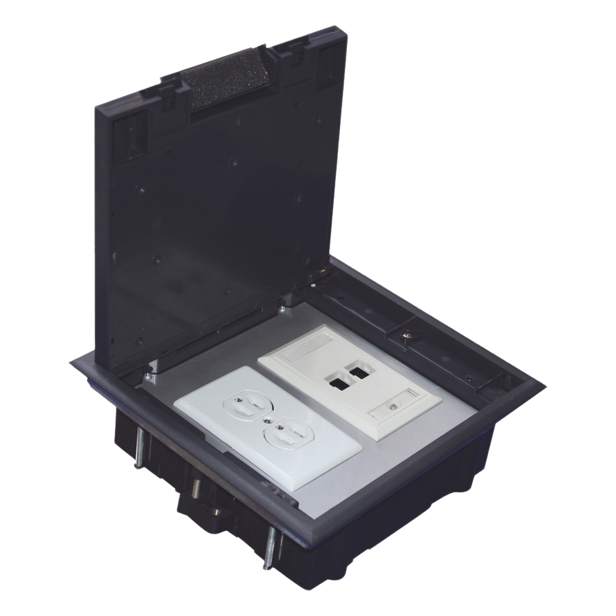 Caja de Piso / 2 Módulos Universales / ABS y Acero Galvanizado / 1.957 kg / EIA/TIA-569-A — THORSMAN · SKU TH-CP-2M