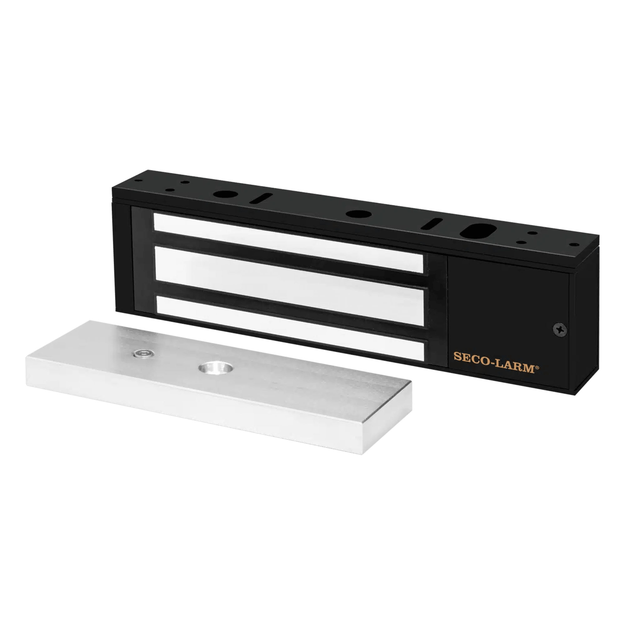 Chapa Magnética / 1200 lbs (545 kg) / Sensor de Adherencia y Posición / LED de Estado / 12/24 VDC Seleccionable / Aluminio Anodizado — ENFORCER SECOLARM · SKU E941SB1K2PQ