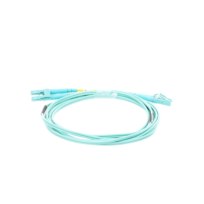 Jumper de Fibra Óptica Multimodo OM4 50/125 LC-LC OFNR (Riser), 2.0 mm, Dúplex, Aqua, 2 Metros (6.56 Pies)