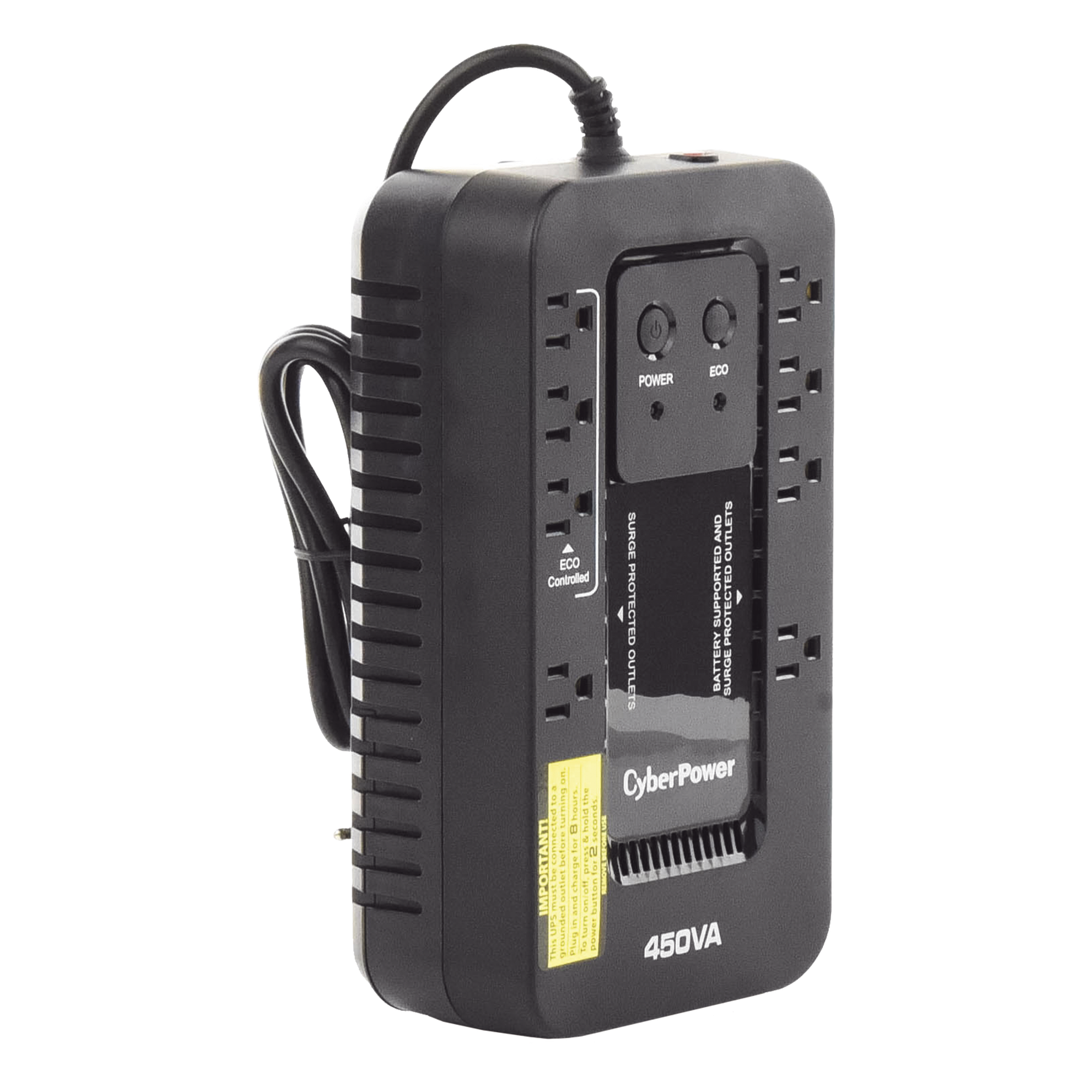 UPS de 450 VA / 260 W / Topología Standby / Modo ECO / 8 Tomas NEMA 5-15R / Entrada 120 Vca