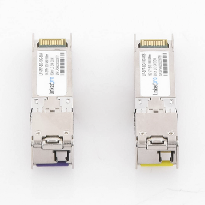 Transceptores Ópticos Bidireccionales SFP+ (Mini-Gbic) / Monomodo 1490 & 1550 nm / 10 Gbps / 10GBASE-BX / Conector LC/UPC Simplex / DDM / Hasta 80 km / 2 Piezas 
